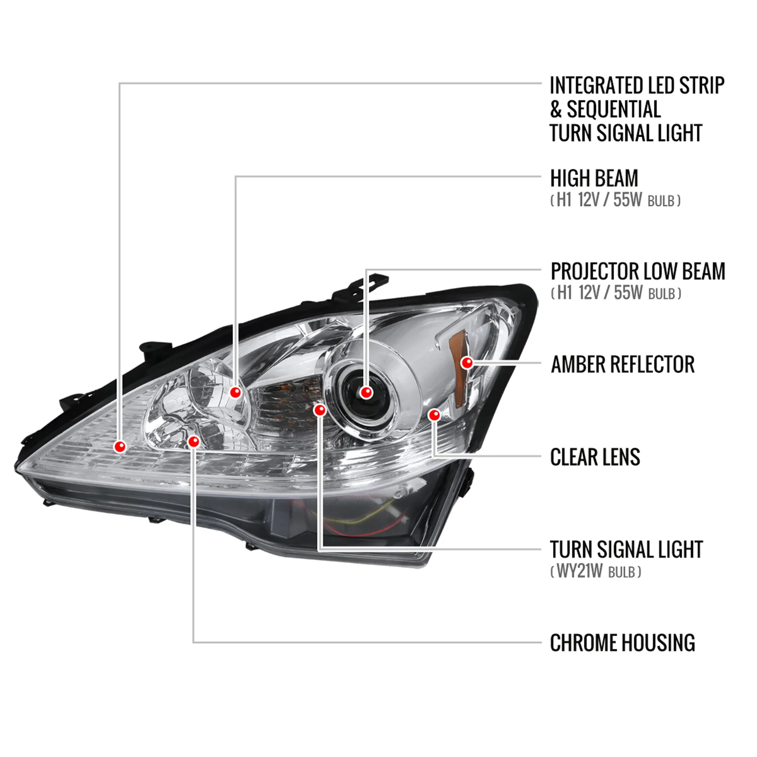 2006-2010 Lexus IS250/IS350 LED Light Headlights Signal Lights Chrome - Image 8