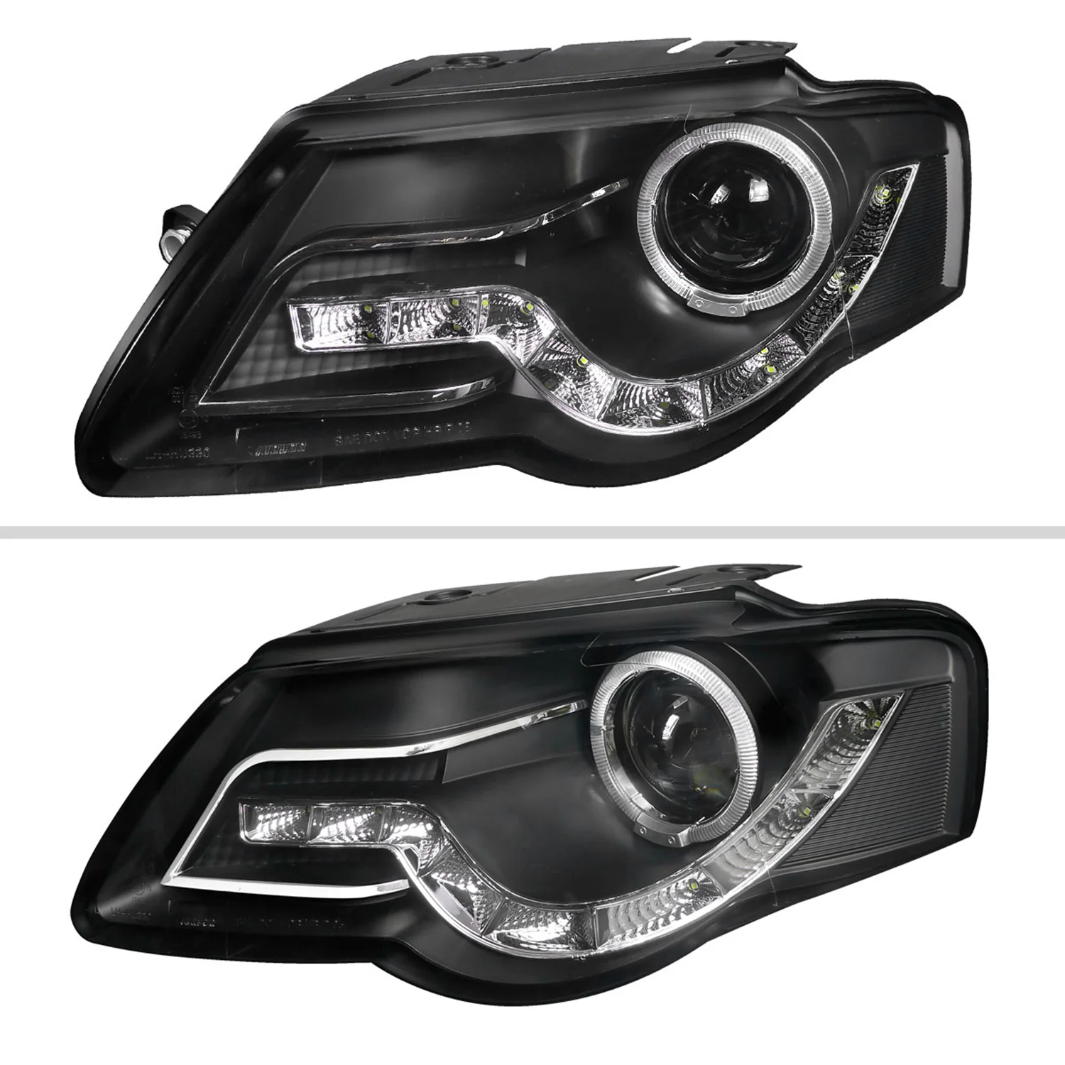 2006-2010 VW Passat Halo Projector Headlights R8 LED Light Strip Matt Black - Image 3