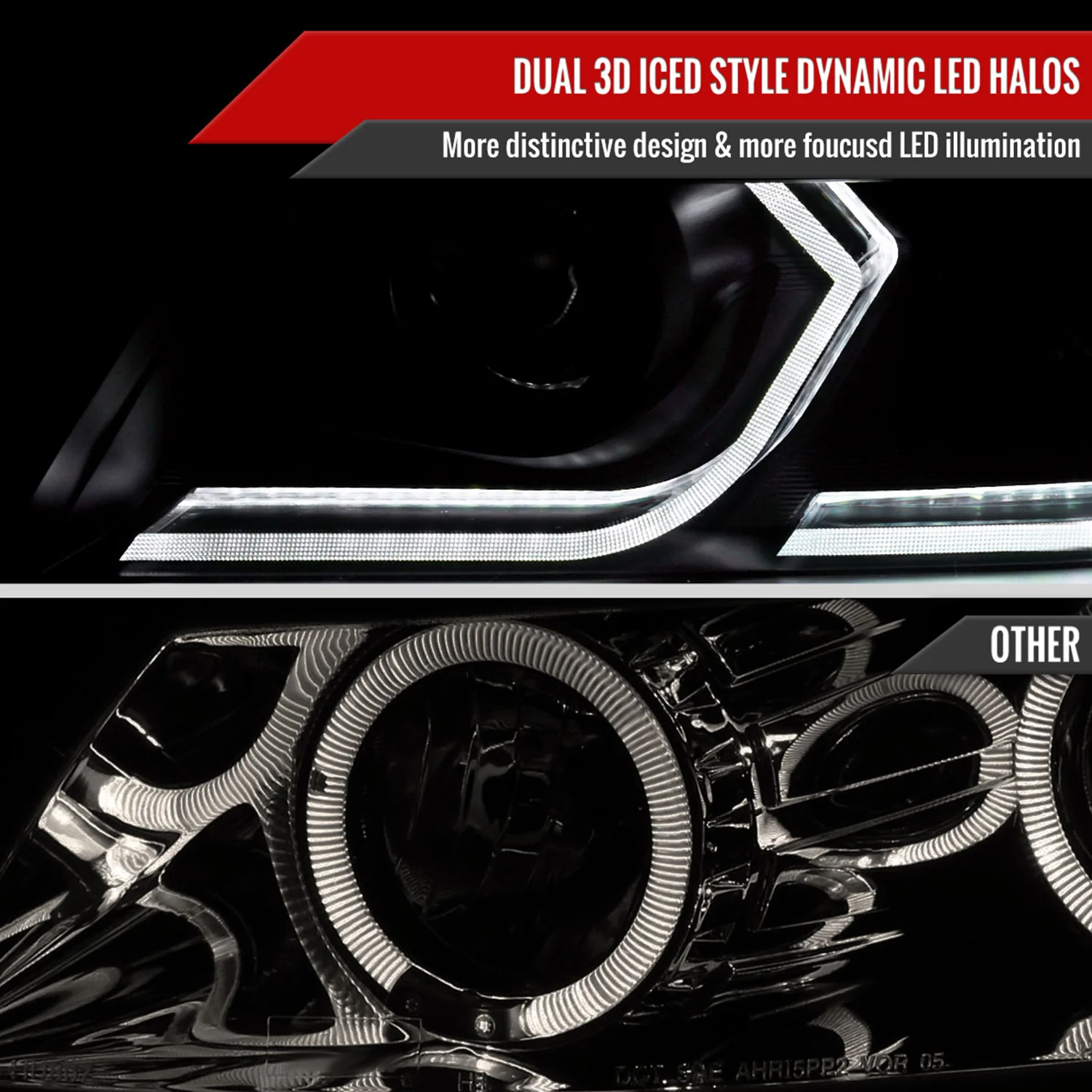 2006-2011 BMW E90 3 Series Sedan 3D Iced LED Dual Projector Headlights Black - Image 2