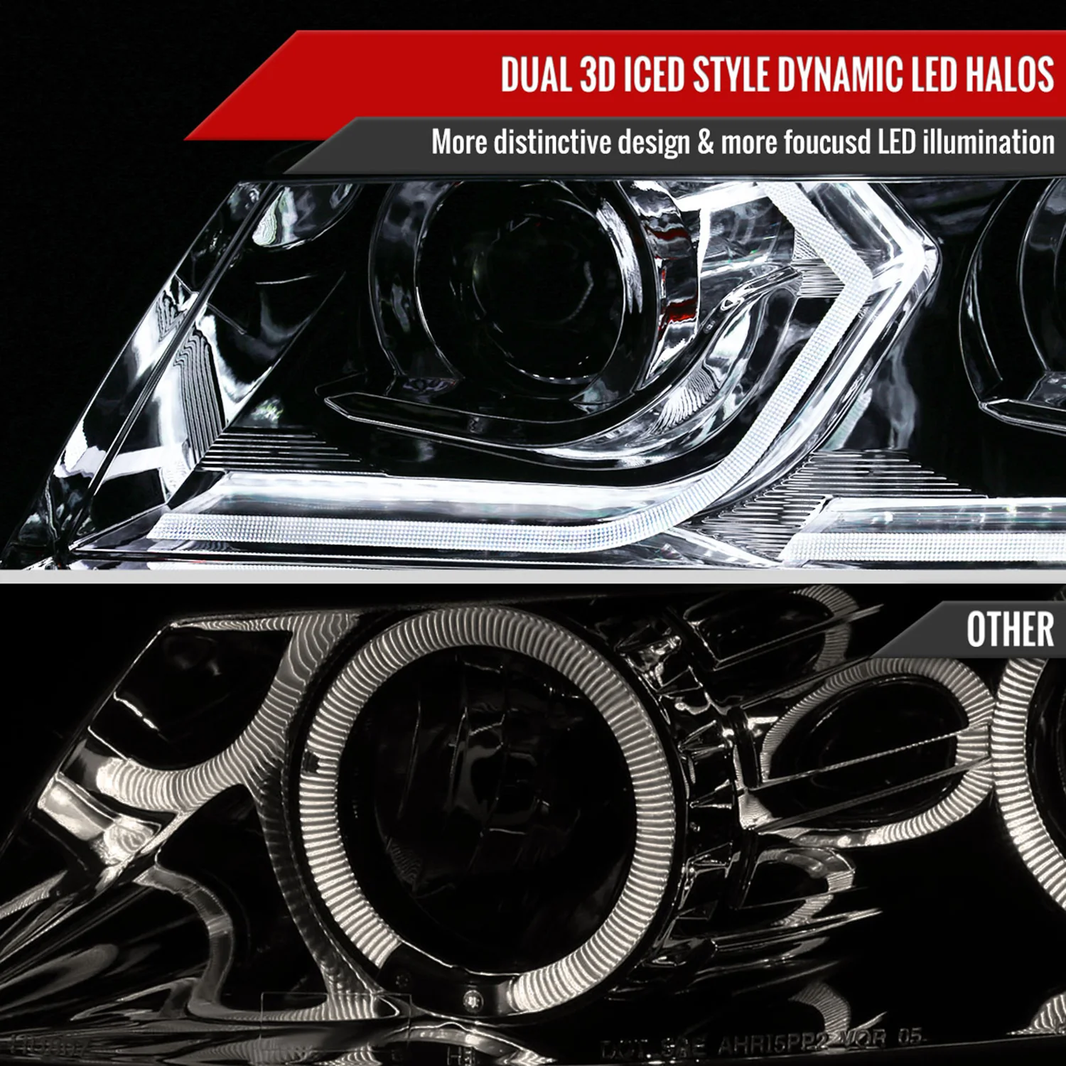 2006-2011 BMW E90 3 Series Sedan 3D Iced LED Dual Projector Headlights Chrome - Image 5