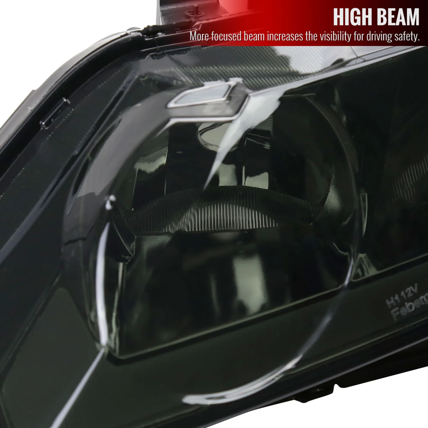 2006-2011 Honda Civic 4DR Sedan Factory Headlights w/LED Strip Chrome/Smoke - Image 4