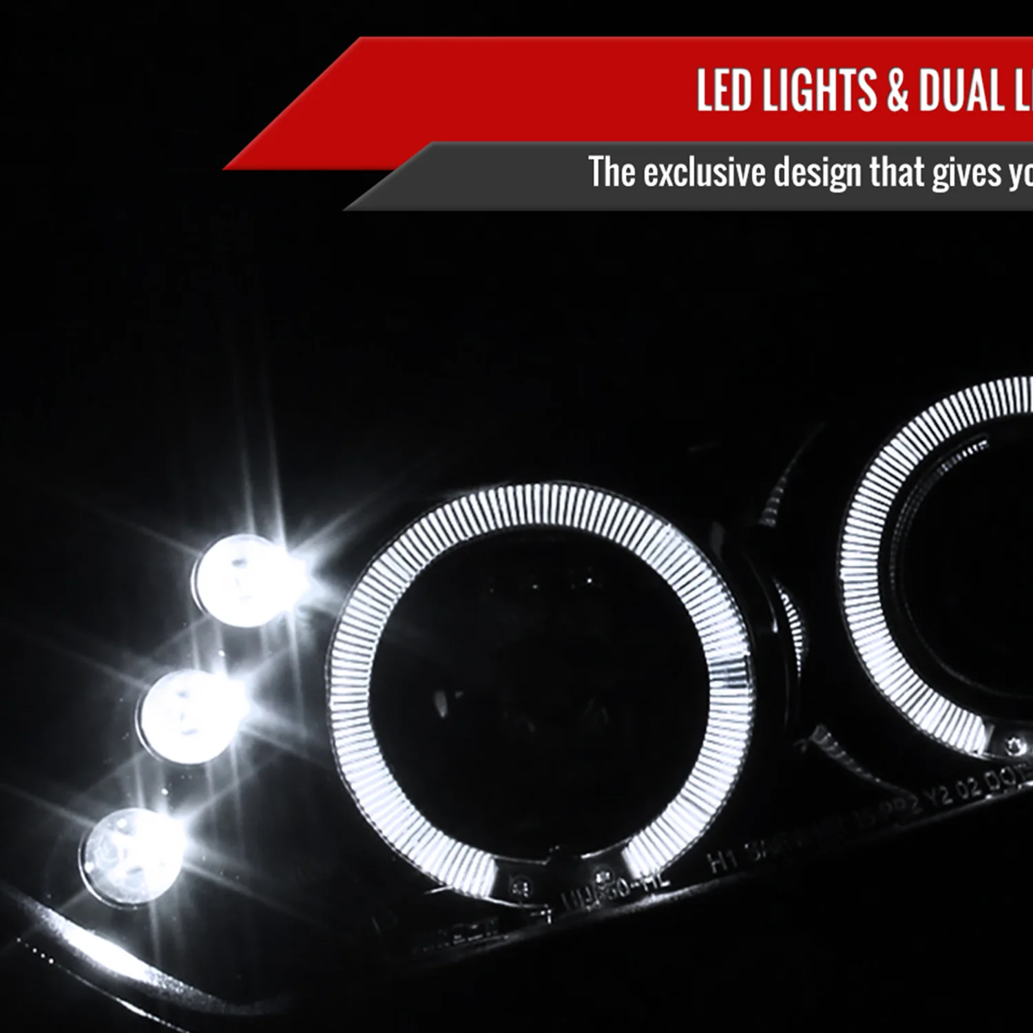 2006-2011 Honda Civic Coupe Dual Halo Projector Headlights Glossy Black/Smoke - Image 2