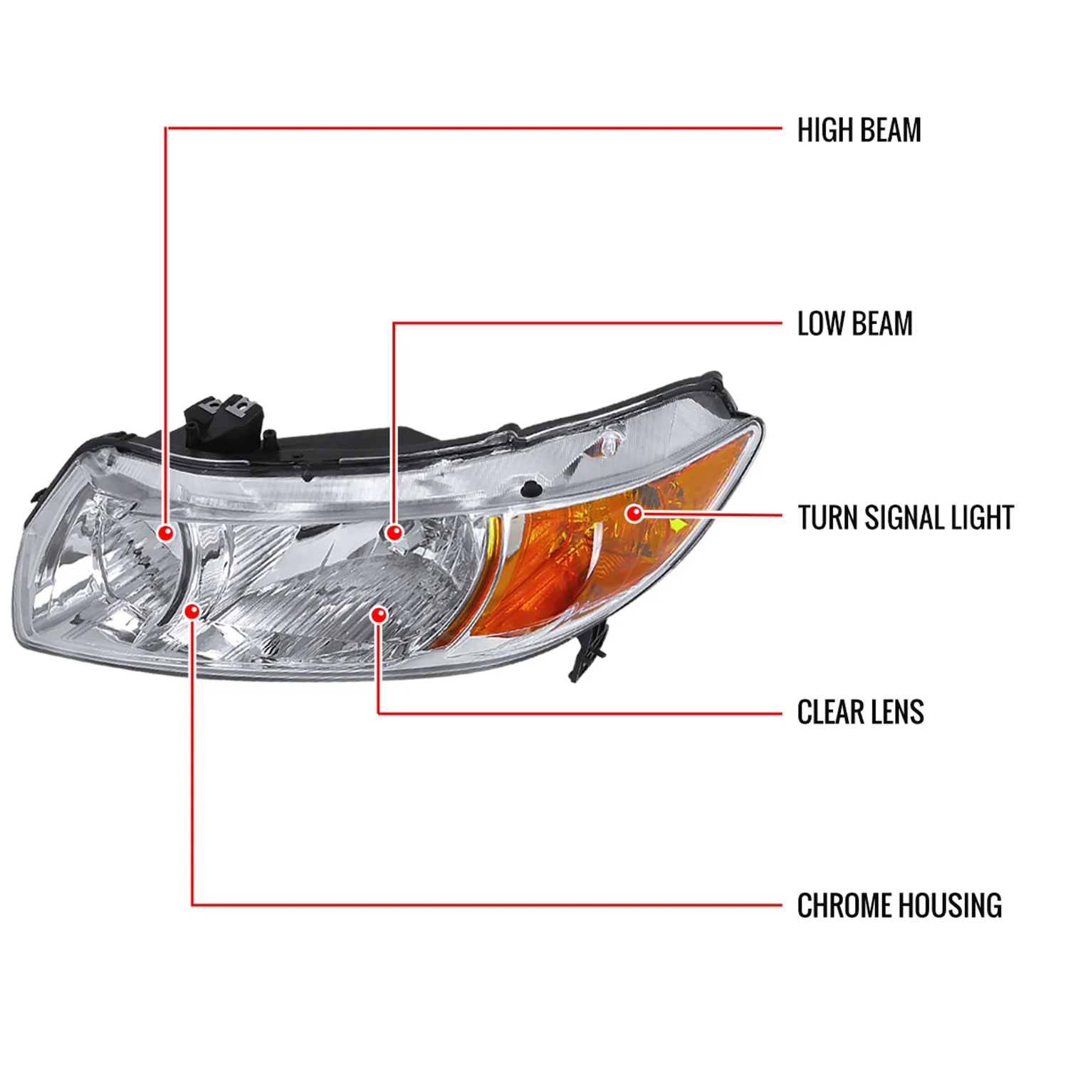 2006-2011 Honda Civic Coupe Factory Style Crystal Headlights Chrome/Clear Lens - Image 9
