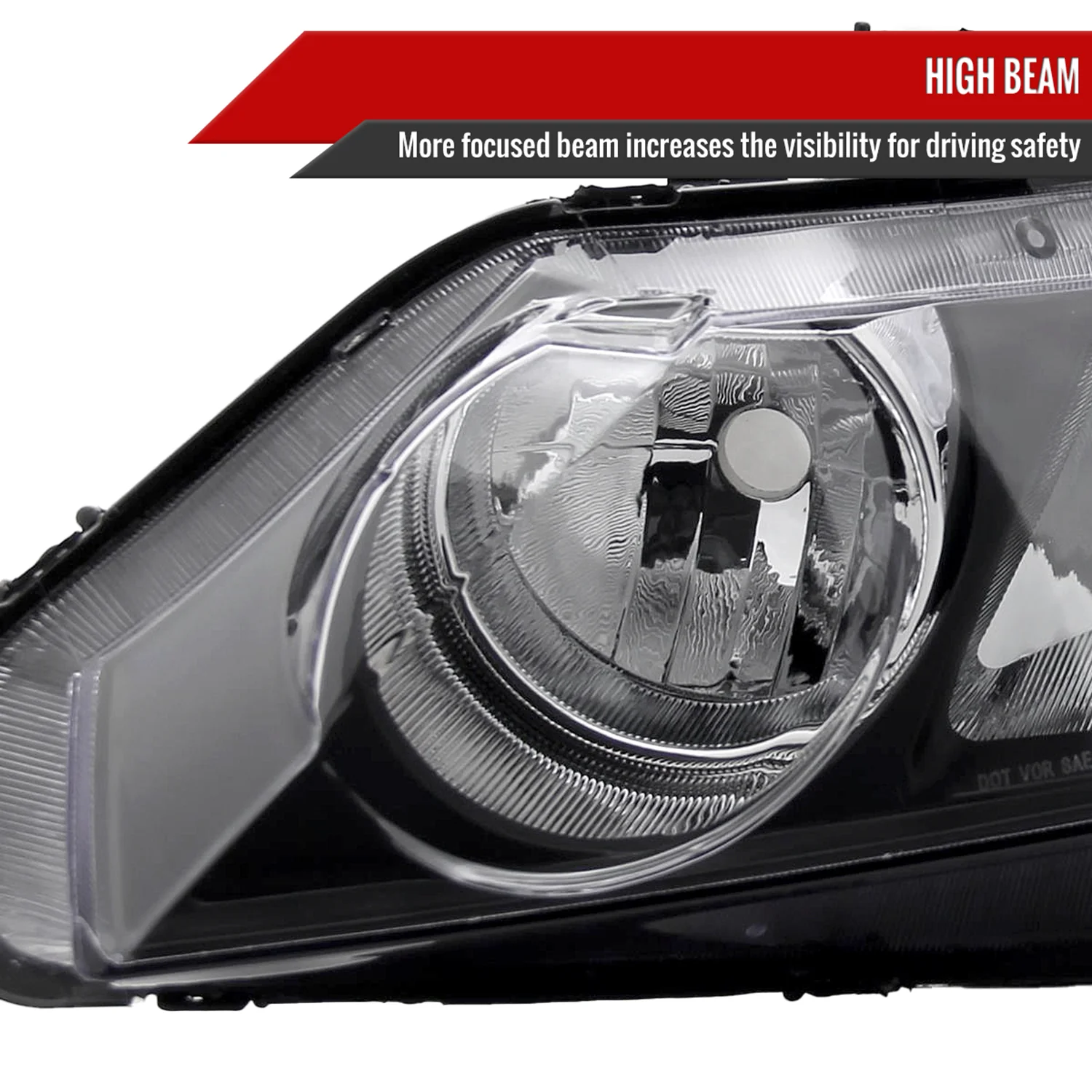 2006-2011 Honda Civic Sedan Crystal Headlights Matte Black/Clear Lens - Image 4