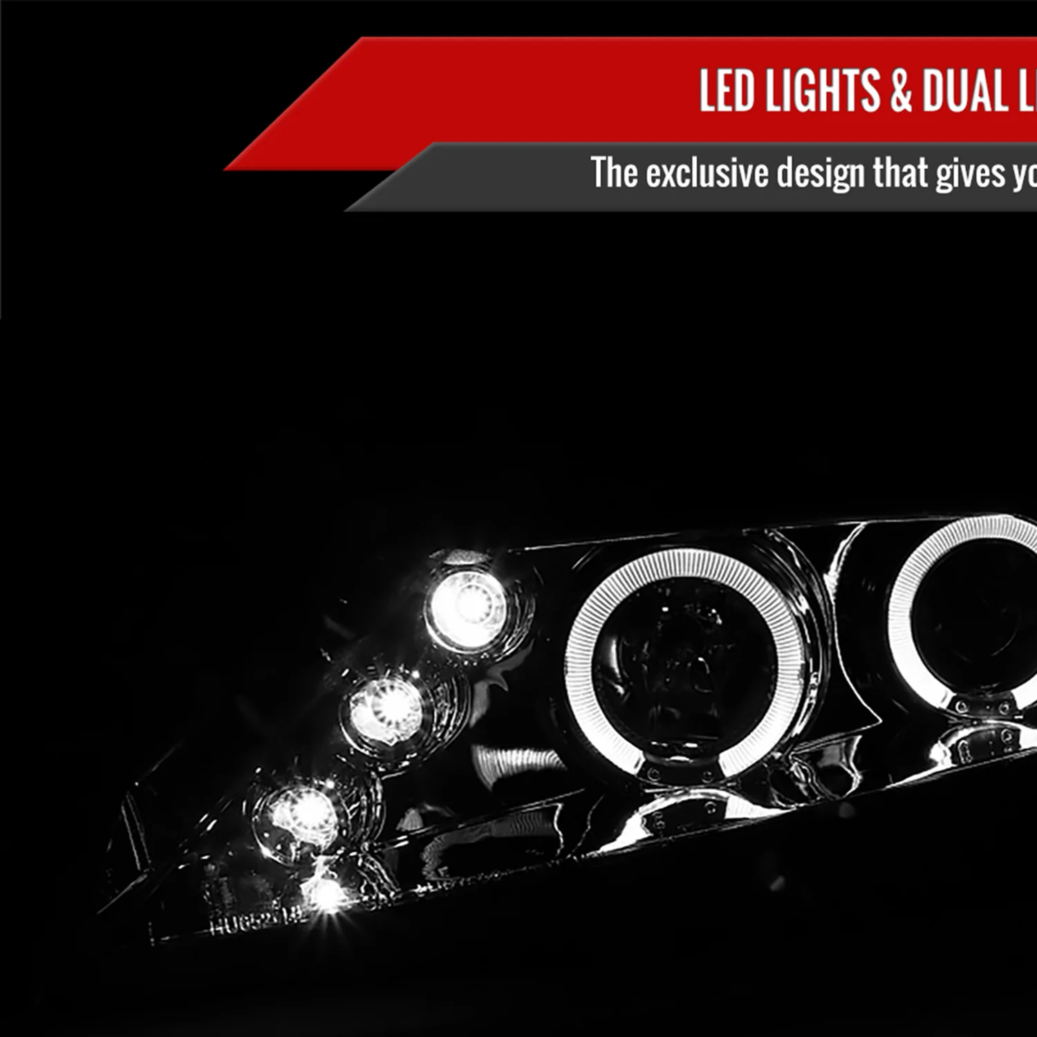 2006-2011 Honda Civic Sedan Dual Halo Projector Headlights Chrome/Clear Lens - Image 2