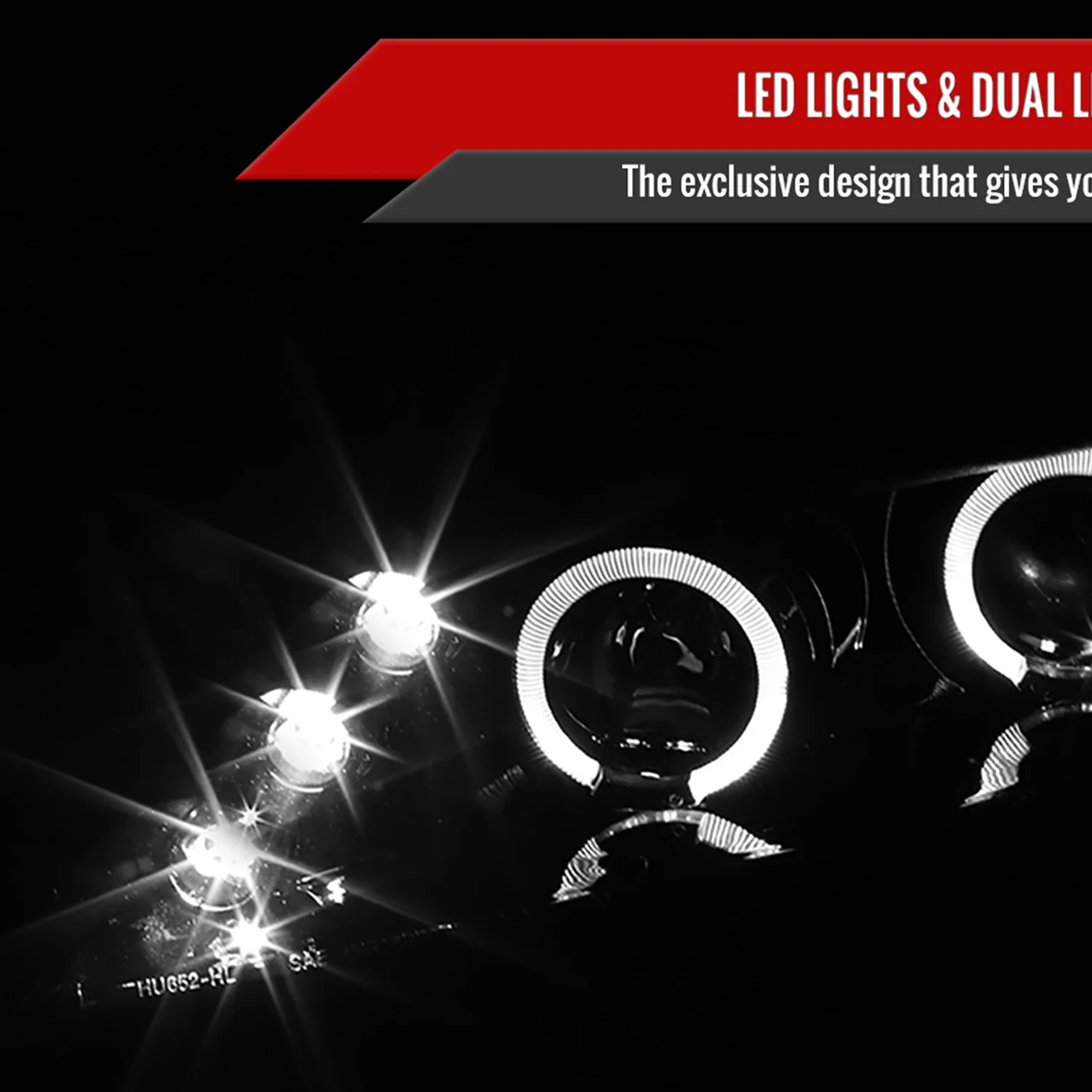 2006-2011 Honda Civic Sedan Dual Halo Projector Headlights Glossy Black/Smoke - Image 2