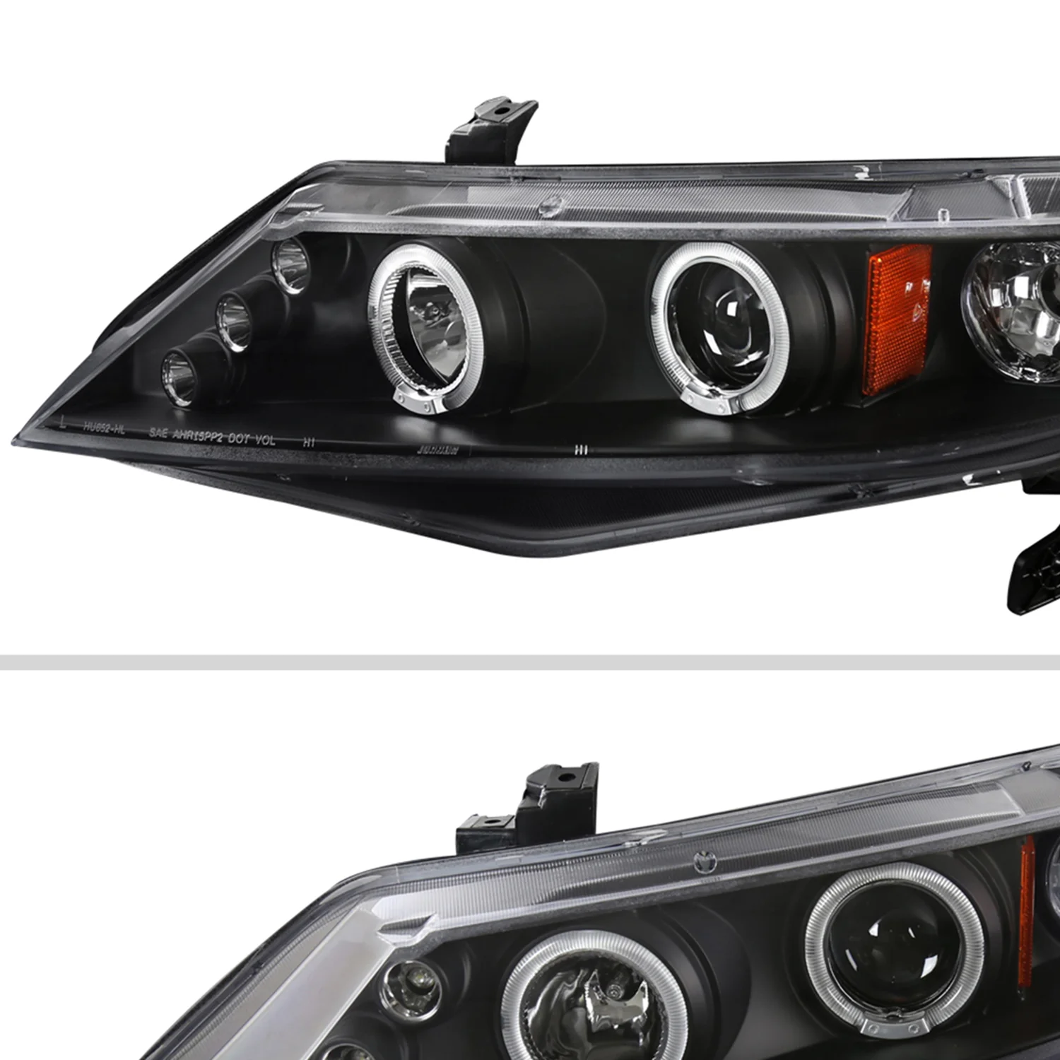 2006-2011 Honda Civic Sedan Dual Halo Projector Headlights Matte Black/Clear - Image 2