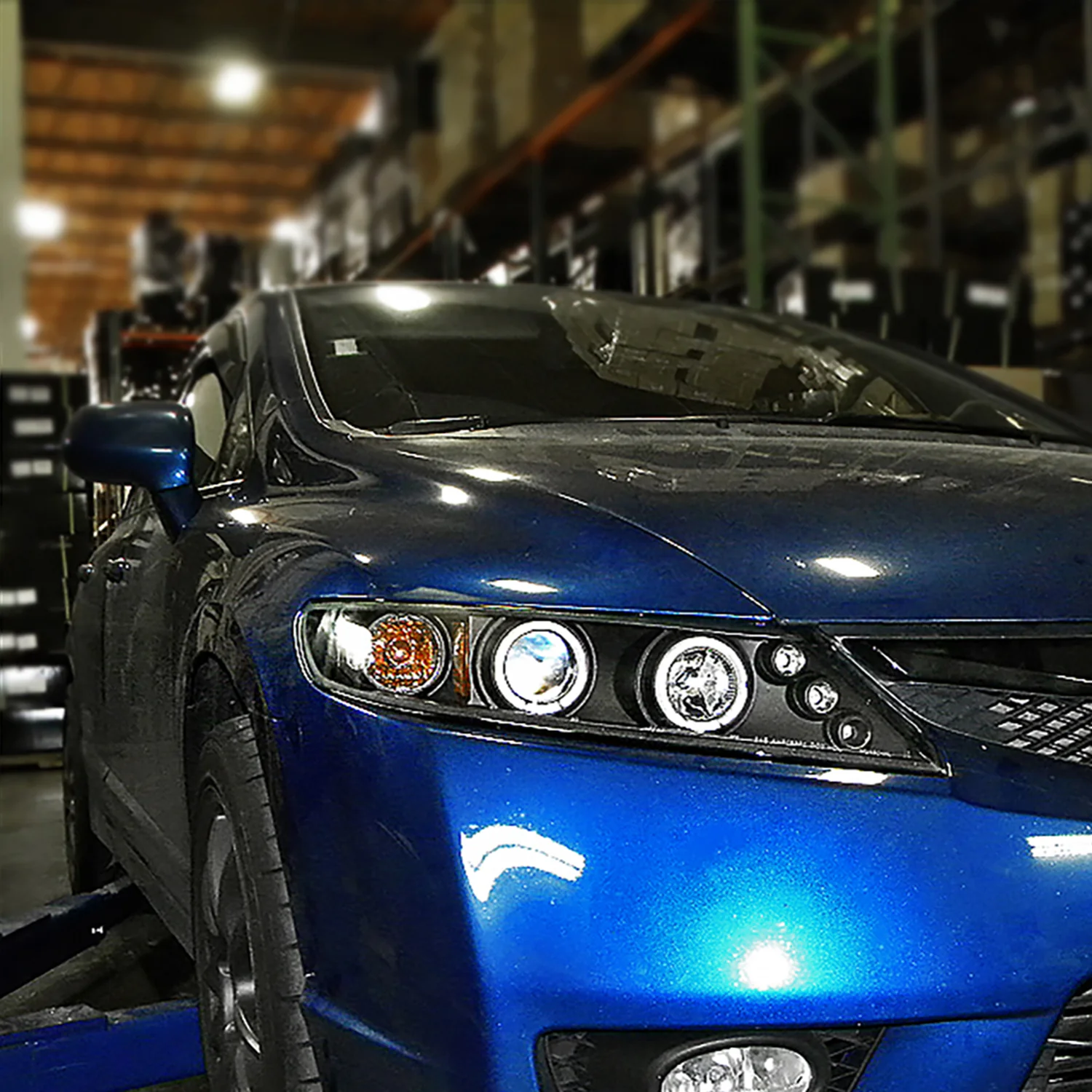 2006-2011 Honda Civic Sedan Dual Halo Projector Headlights Matte Black/Clear - Image 9