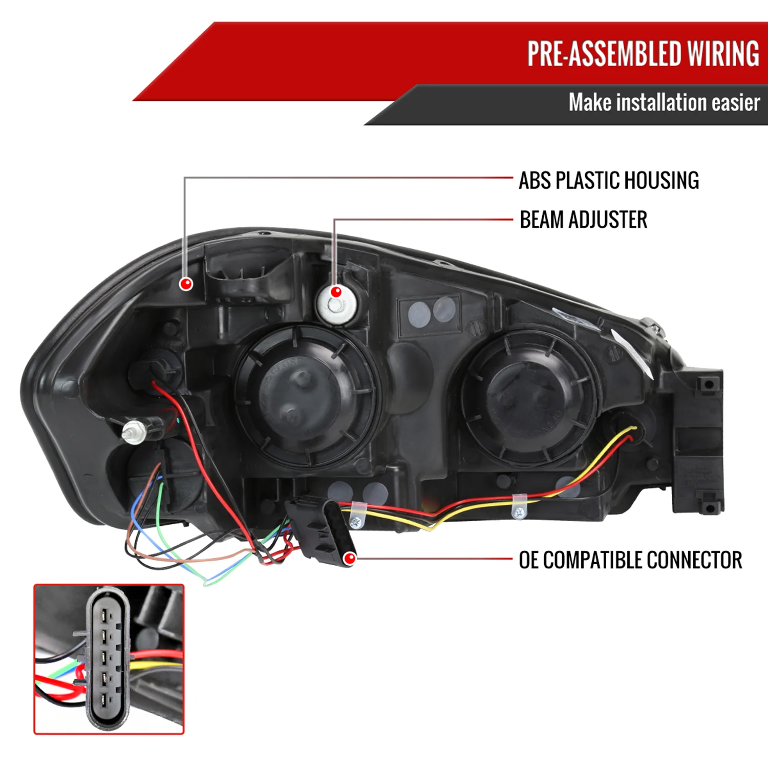 2006-2013 Chevy Impala/Monte Carlo/Impala Limited Factory Headlights LED Black - Image 7