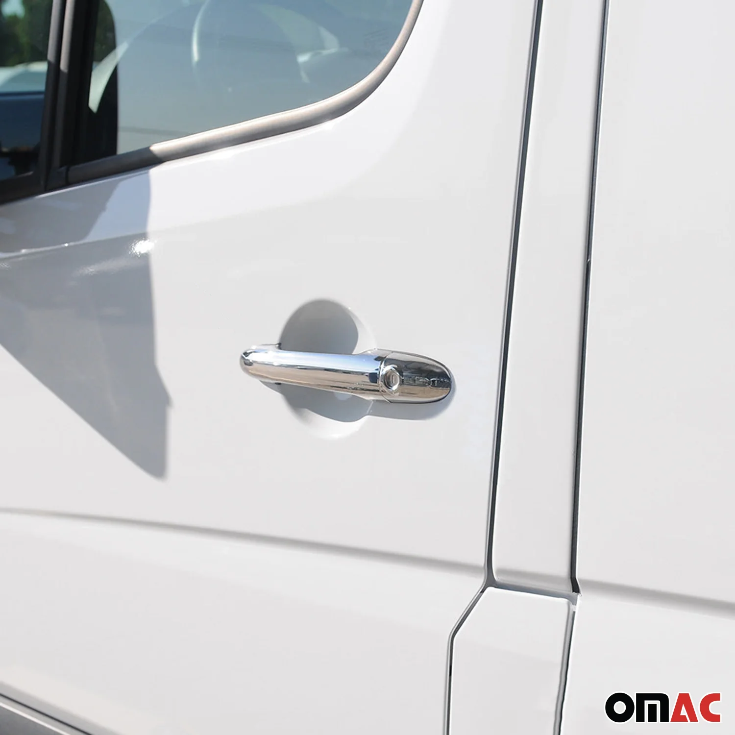 2006-2013 Mercedes Sprinter W906 Chrome SET Door Handle Cover 4 Door H2 & Reflector Frame & Logo & Front Grill & Fuel Caps Cover & Window Quarter Trim S.Steel Set Gloss Silver 20 pcs - Image 5