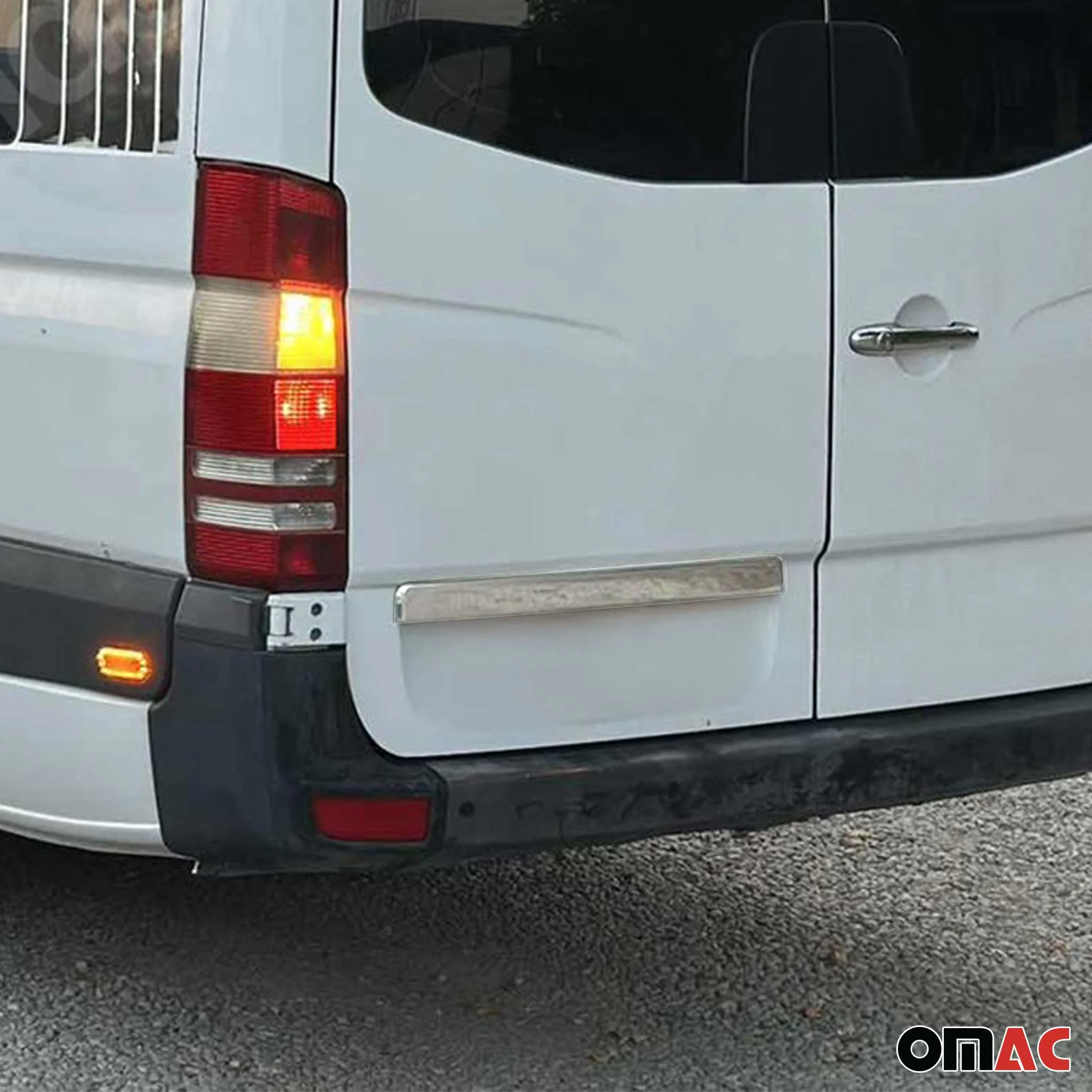 2006-2013 Mercedes Sprinter W906 Chrome SET Reflector Frame & Logo S.Steel & Fuel Caps Cover & Stop Light Cover & Tailgate Handle Cover S.Steel Set Gloss Silver 11 pcs - Image 5