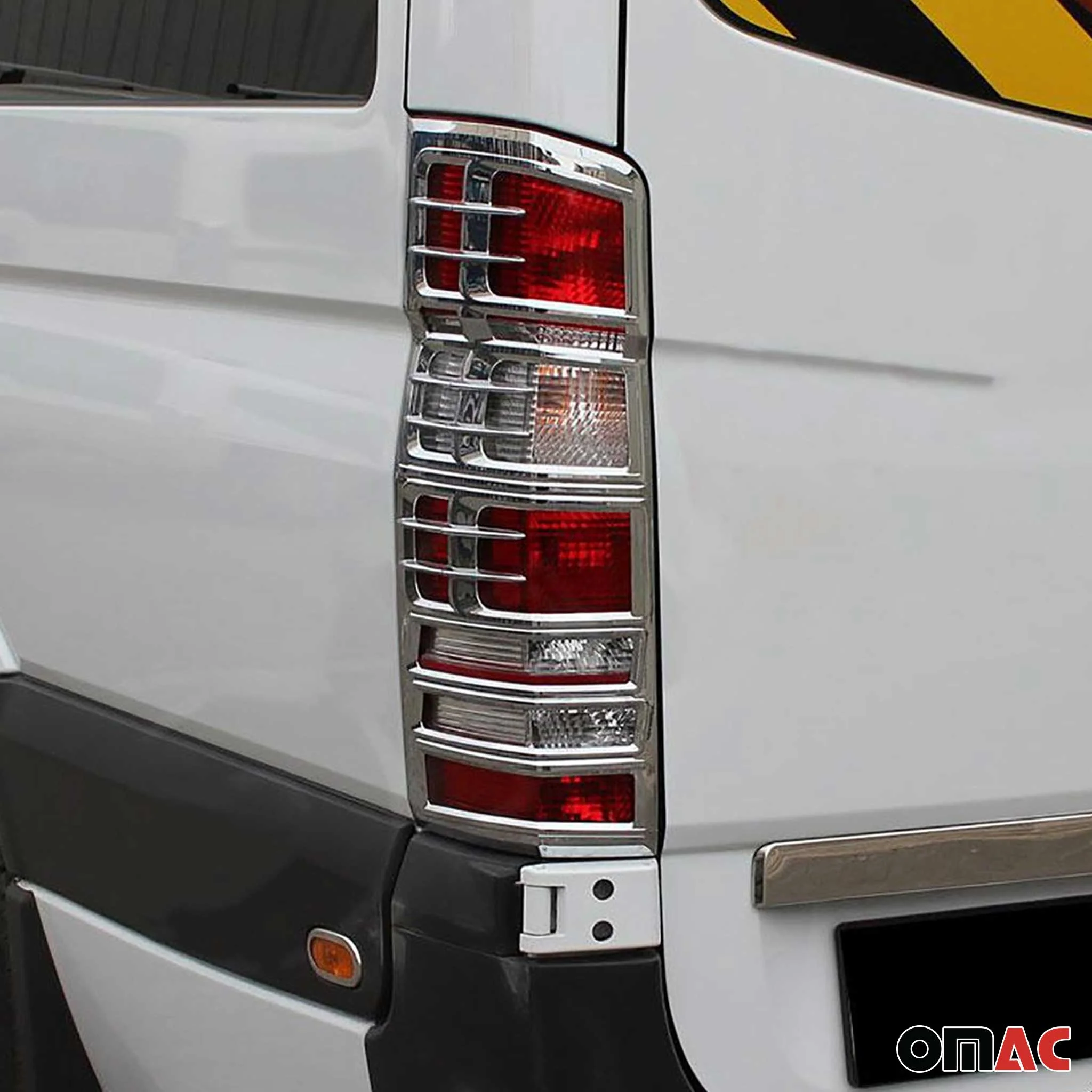 2006-2013 Mercedes Sprinter W906 Chrome SET Reflector Frame & Logo S.Steel & Fuel Caps Cover & Stop Light Cover & Tailgate Handle Cover S.Steel Set Gloss Silver 11 pcs - Image 6