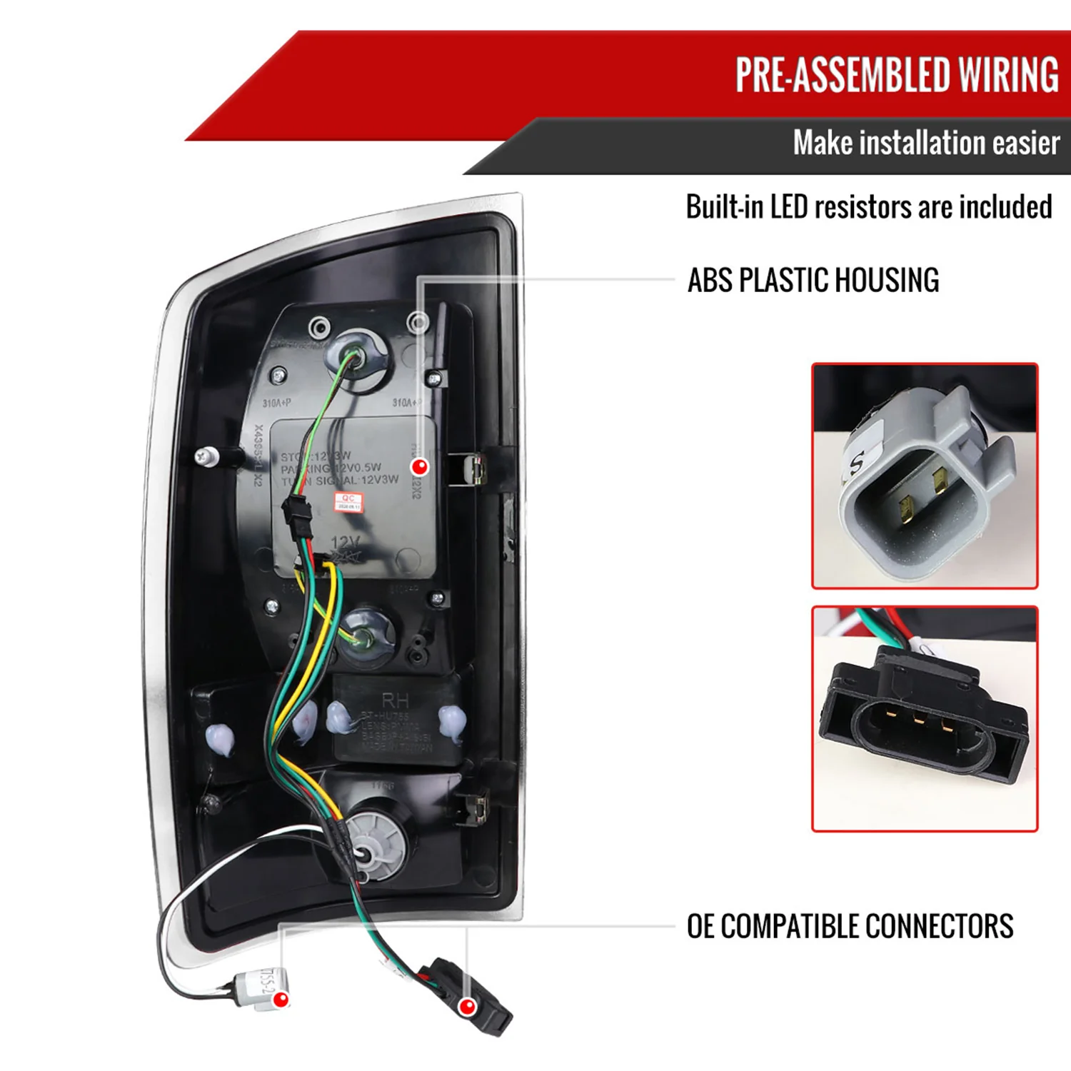 2007-2009 Dodge RAM 1500/2500/3500 LED Tail Lights Matte Black/Clear Lens - Image 7