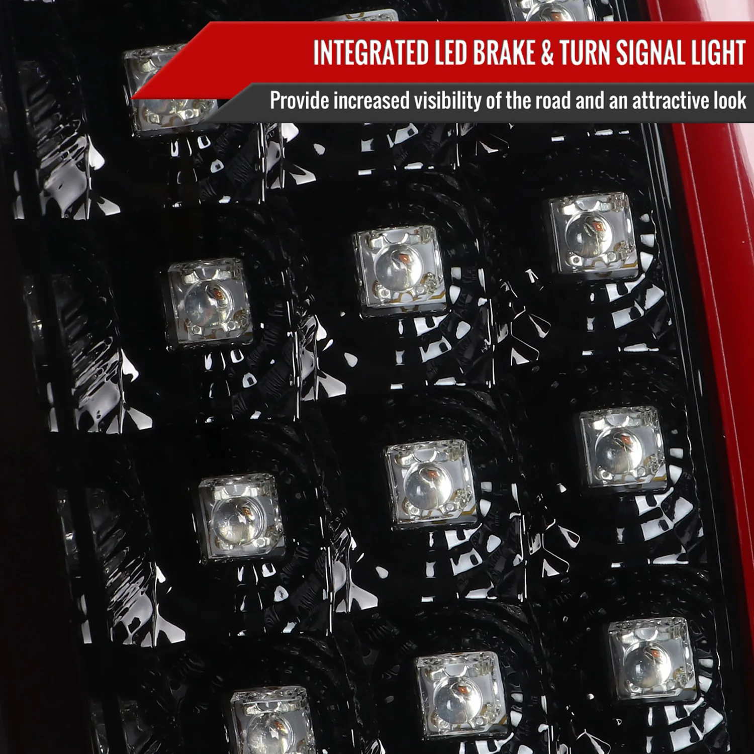 2007-2009 Dodge RAM 1500/2500/3500 Red C-Bar LED Tail Lights Jet Black/Clear - Image 3