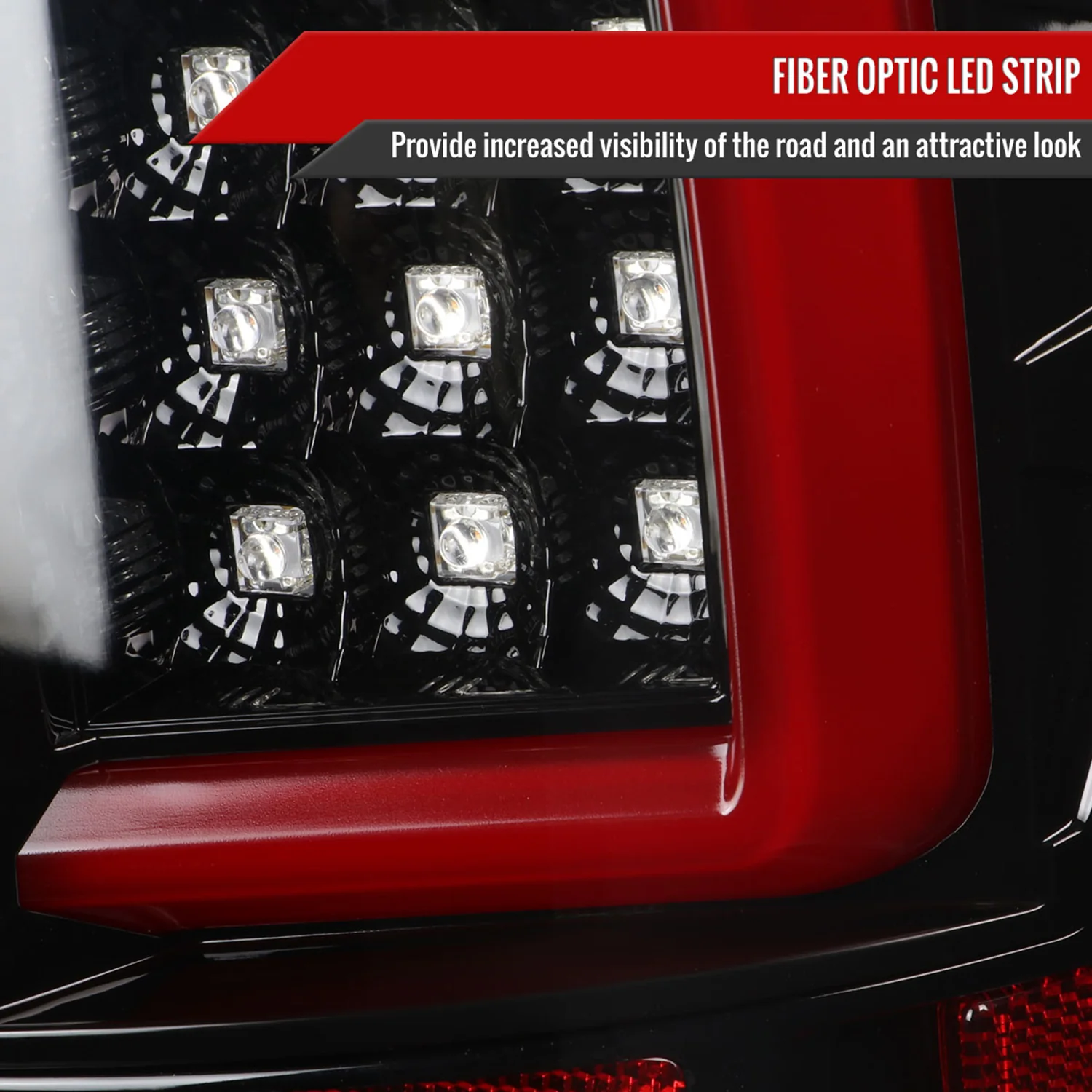2007-2009 Dodge RAM 1500/2500/3500 Red C-Bar LED Tail Lights Jet Black/Clear - Image 4