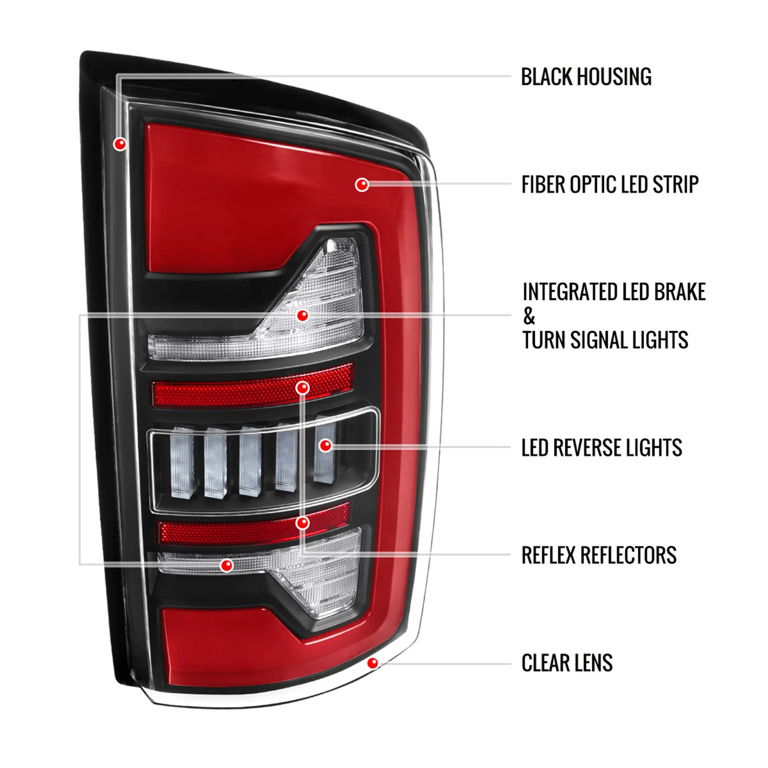 2007-2009 Dodge RAM 1500/2500/3500 Red LED Bar Tail Lights Matte Black/Clear - Image 8
