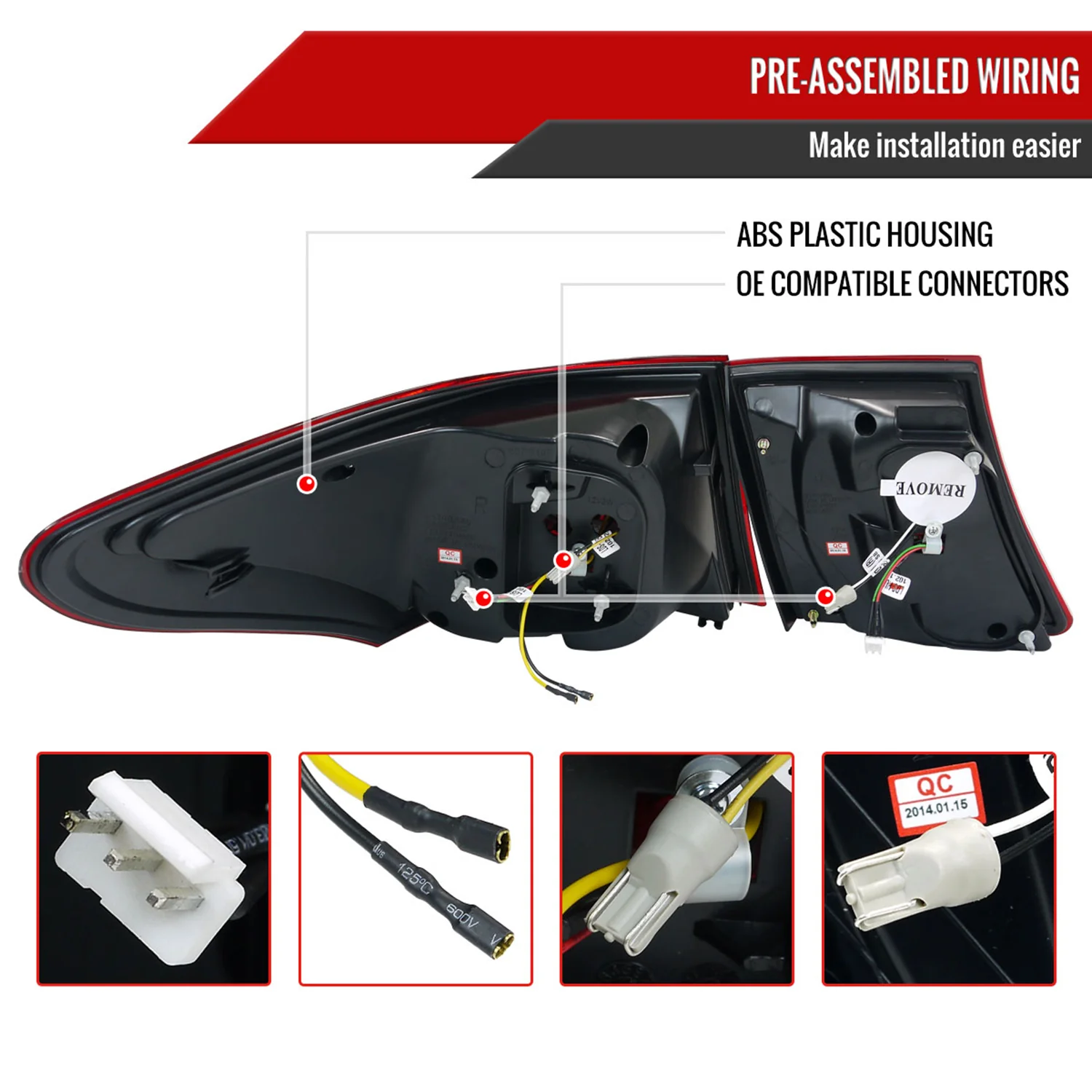 2007-2009 Lexus LS460 LED Tail Lights & Trunk Lights Chrome Housing/Red Lens - Image 7