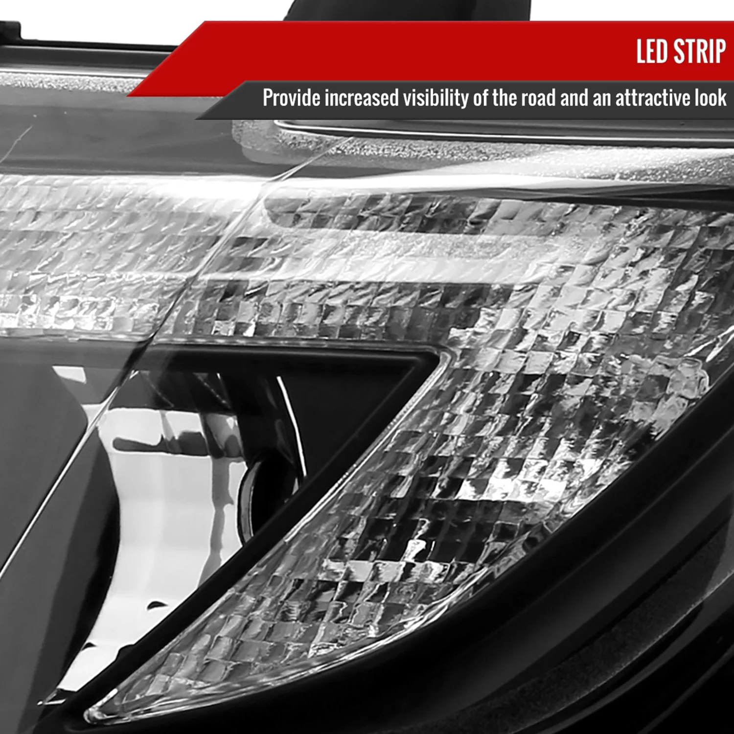 2007-2010 Ford Edge Halo Projector Headlights LED Light Strip Matt Black/Clear - Image 4