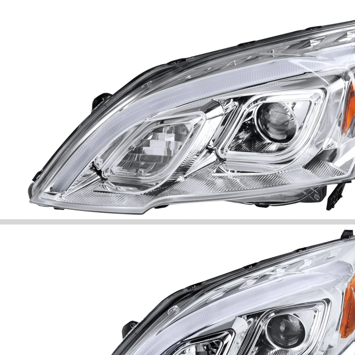 2007-2011 Honda CRV LED Bar Projector Headlights Chrome Housing/Clear Lens - Image 2
