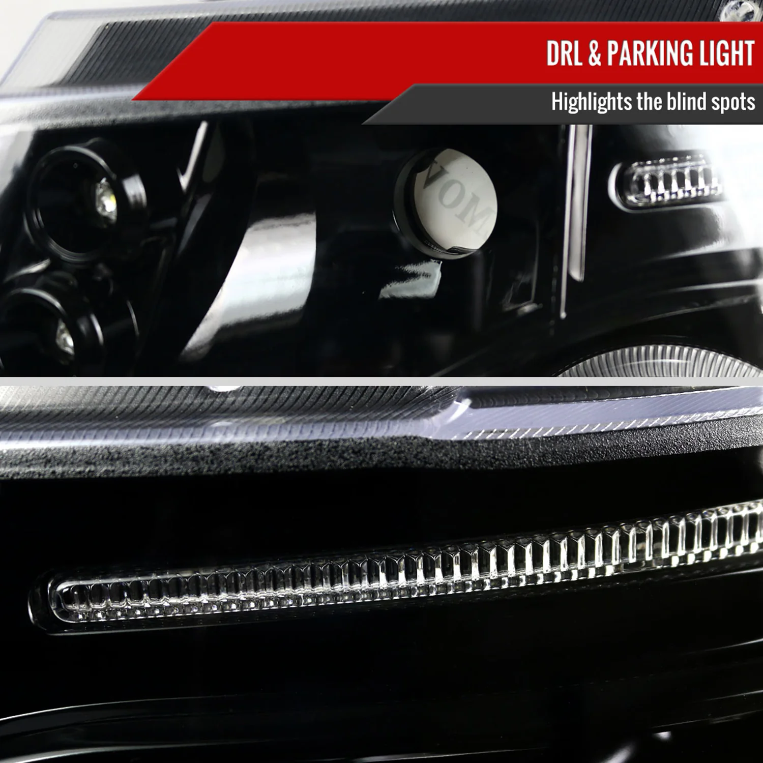 2007-2013 Chevy Avalanche/ 07-2014 Tahoe Suburban Dual Halo Headlights Jet Black - Image 6