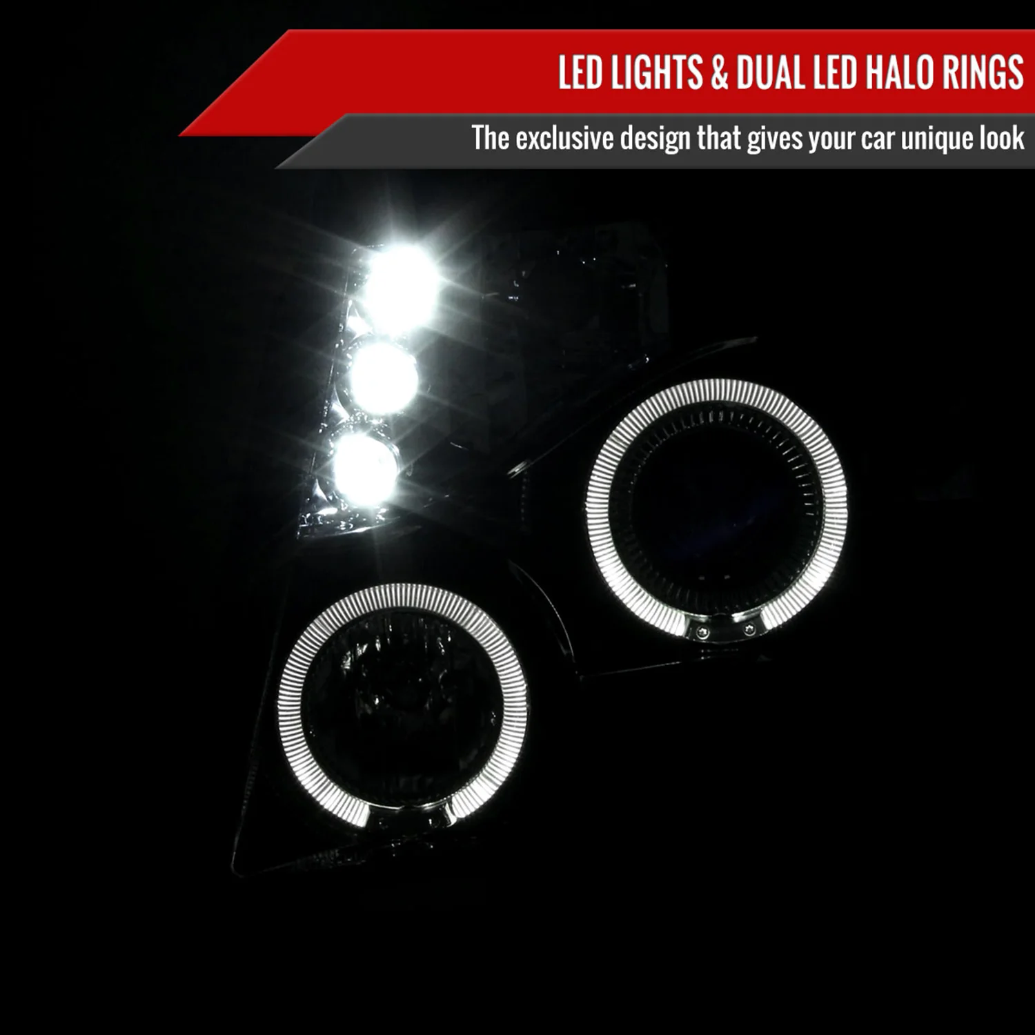 2007-2013 Chevy Avalanche/ 07-2014 Tahoe Suburban Dual Halo Headlights Smoke - Image 2