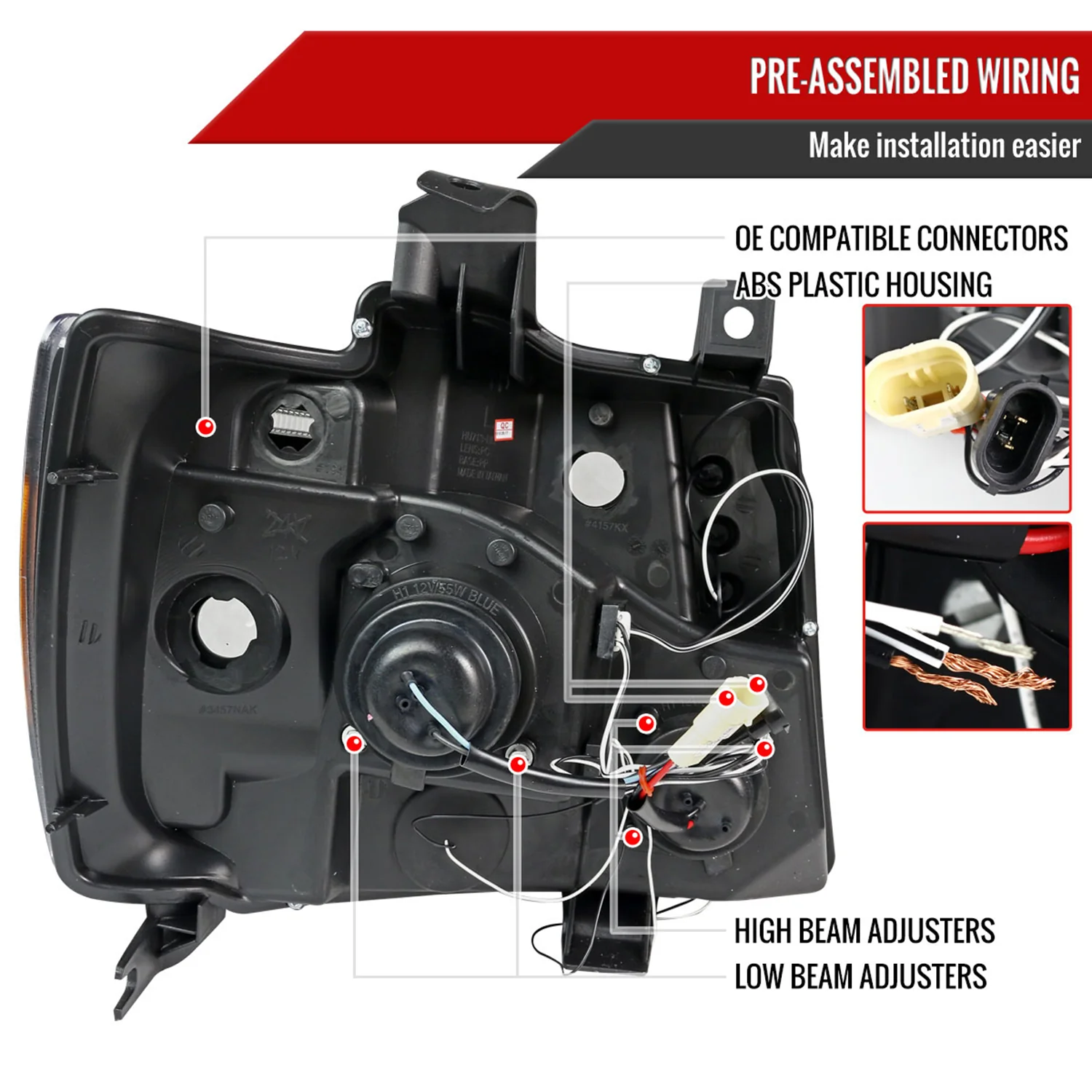 2007-2013 Chevy Avalanche/ 07-2014 Tahoe Suburban Dual Halo Headlights Smoke - Image 7