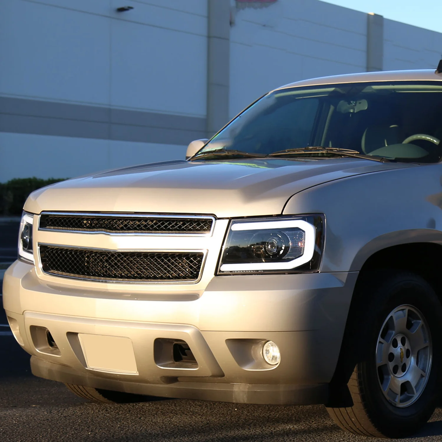 2007-2013 Chevy Avalanche/ 07-2014 Tahoe Suburban LED C-Bar Headlights Jet Black - Image 10