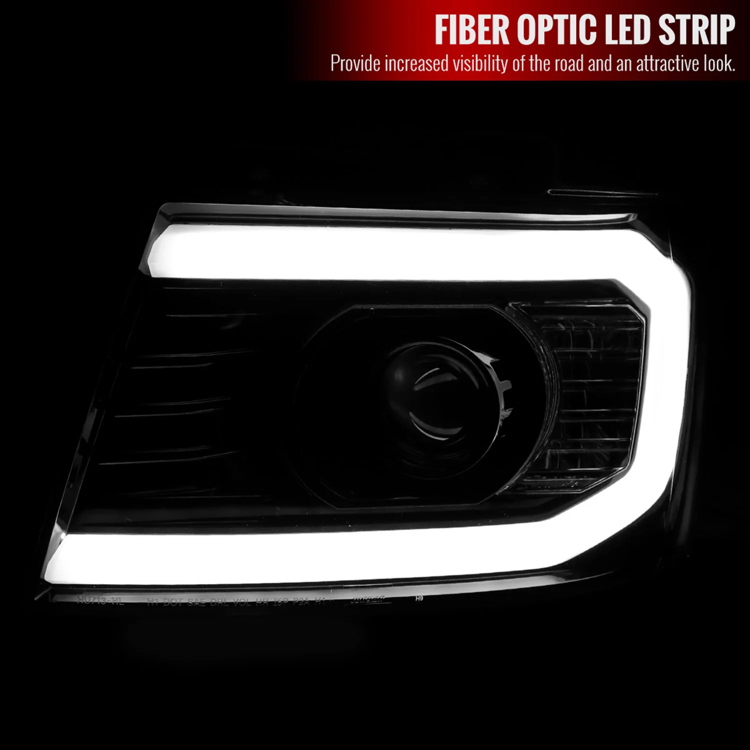 2007-2013 Chevy Avalanche/ 07-2014 Tahoe Suburban LED C-Bar Headlights Jet Black - Image 2