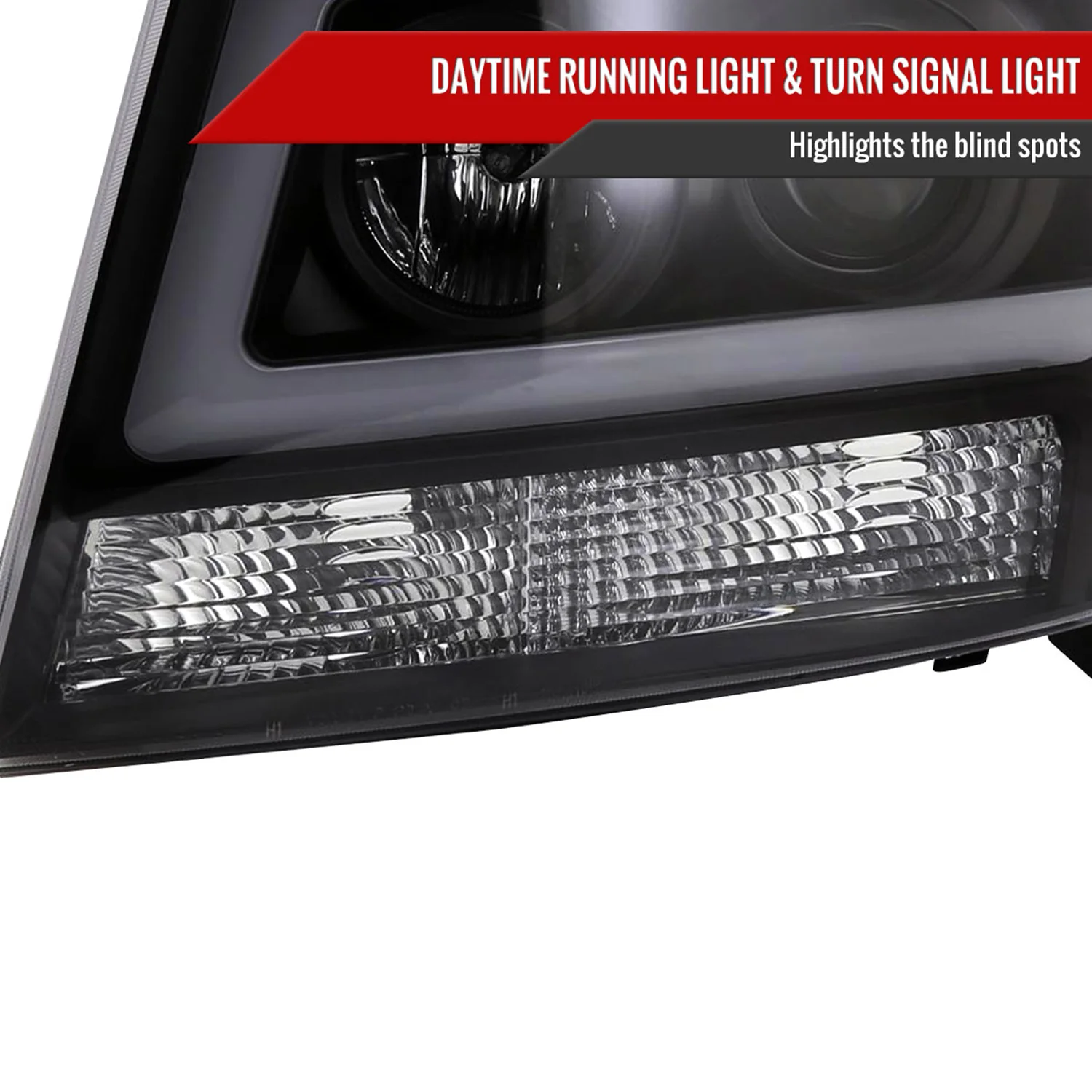 2007-2013 Chevy Avalanche/ 07-2014 Tahoe Suburban LED C-Bar Headlights -RS Black - Image 6