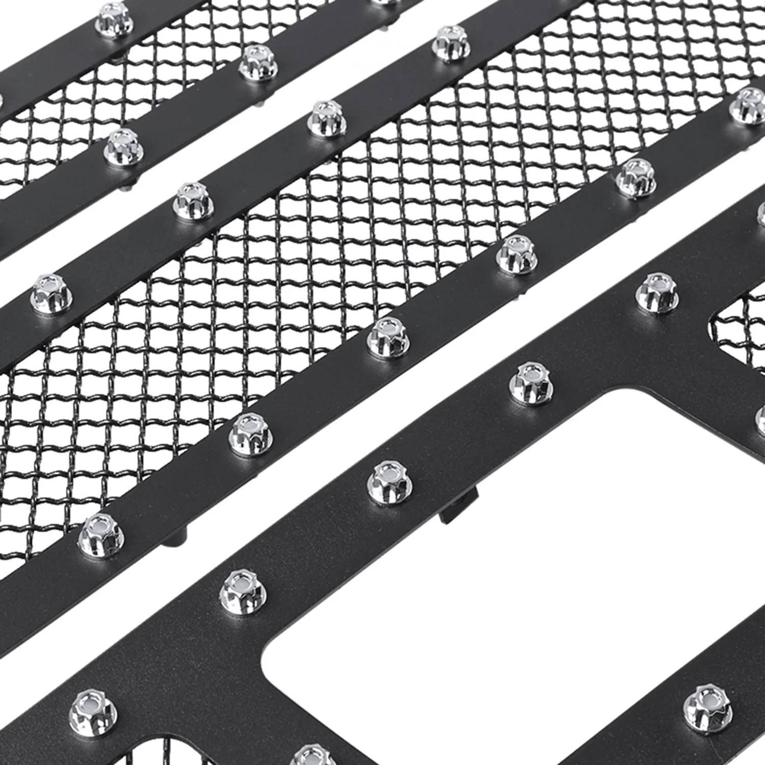 2007-2013 Chevy Silverado 1500/1500HD Rivet Black Steel 3PC Mesh Grille insert - Image 7