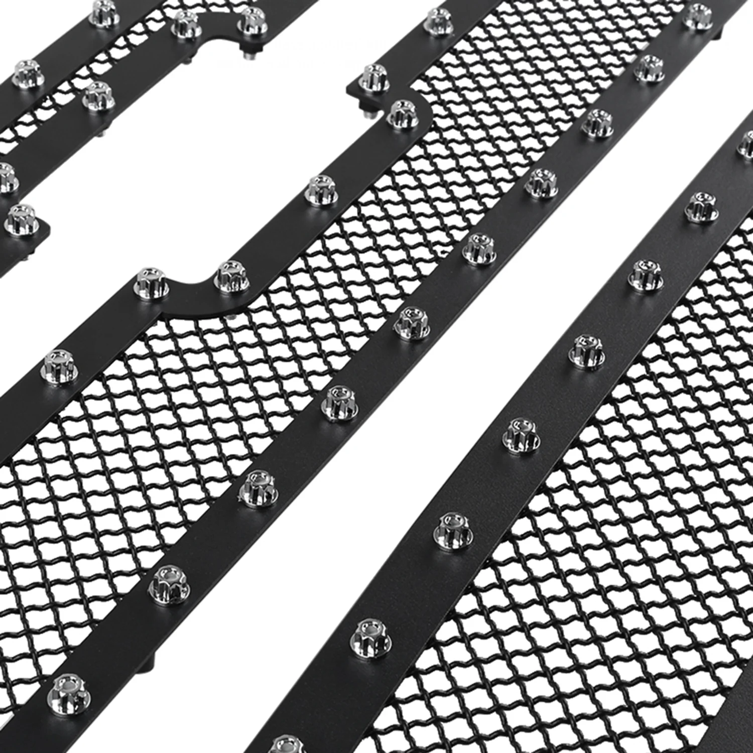 2007-2013 Chevy Silverado 1500/1500HD Rivet Black Steel 3PC Mesh Grille insert - Image 8