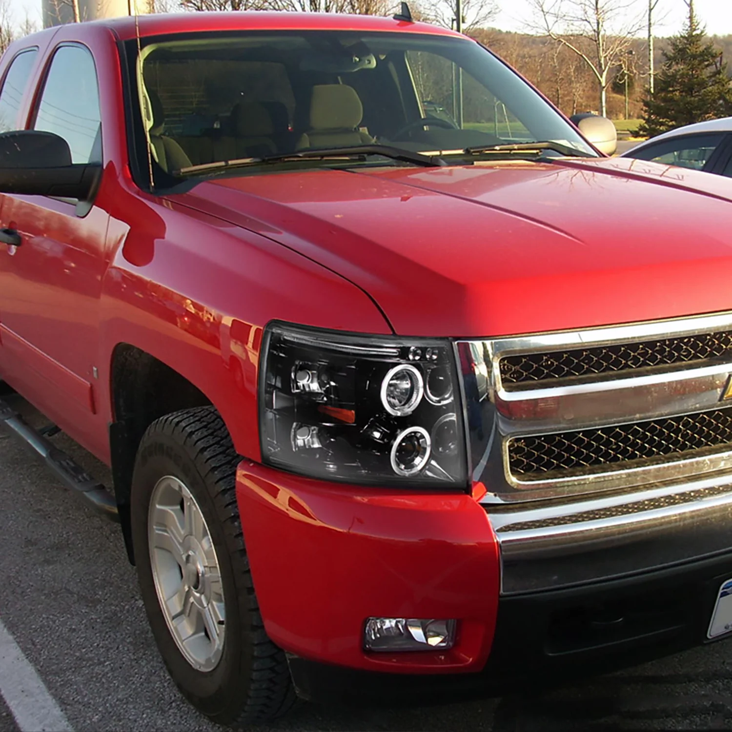2007-2013 Chevy Silverado 1500 2500HD 3500HD Dual Halo Headlights Jet Black - Image 10