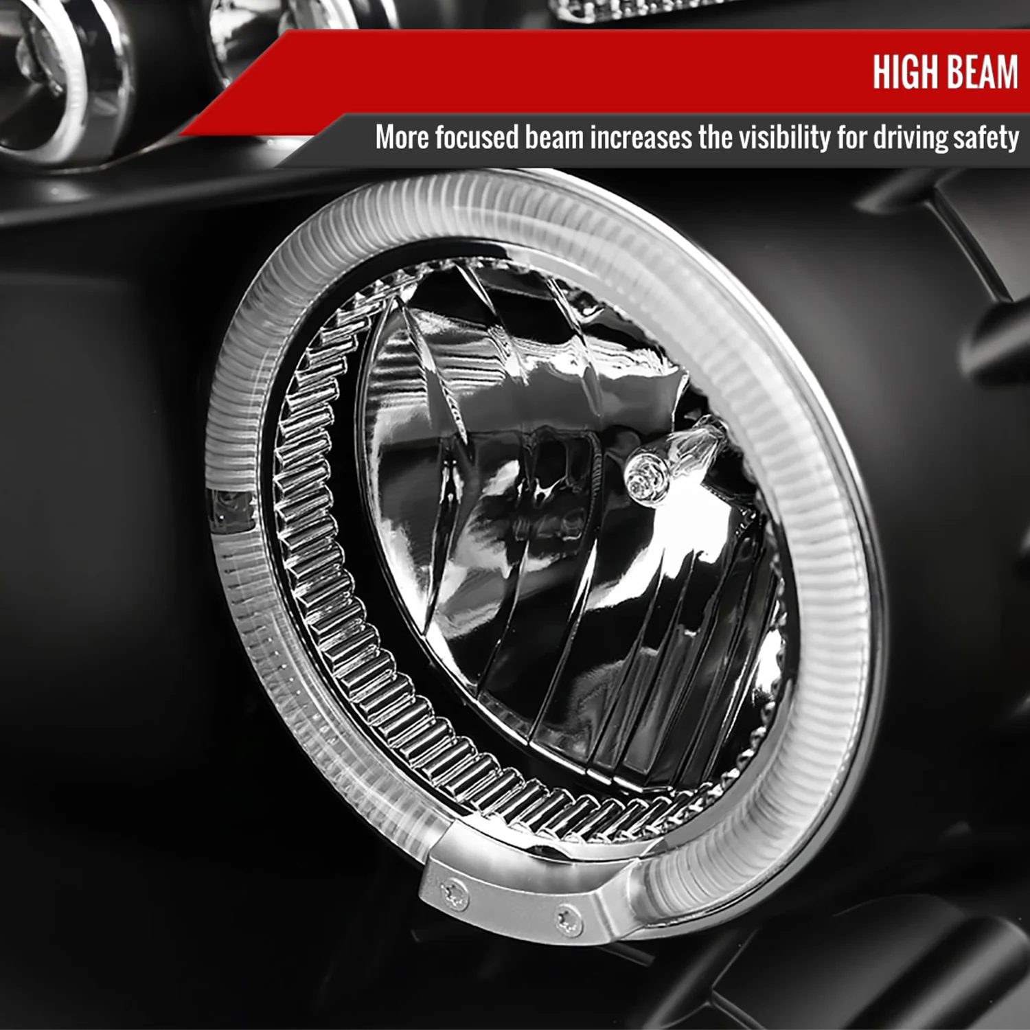 2007-2013 Chevy Silverado 1500 2500HD 3500HD Dual Halo Headlights Matte Black - Image 4