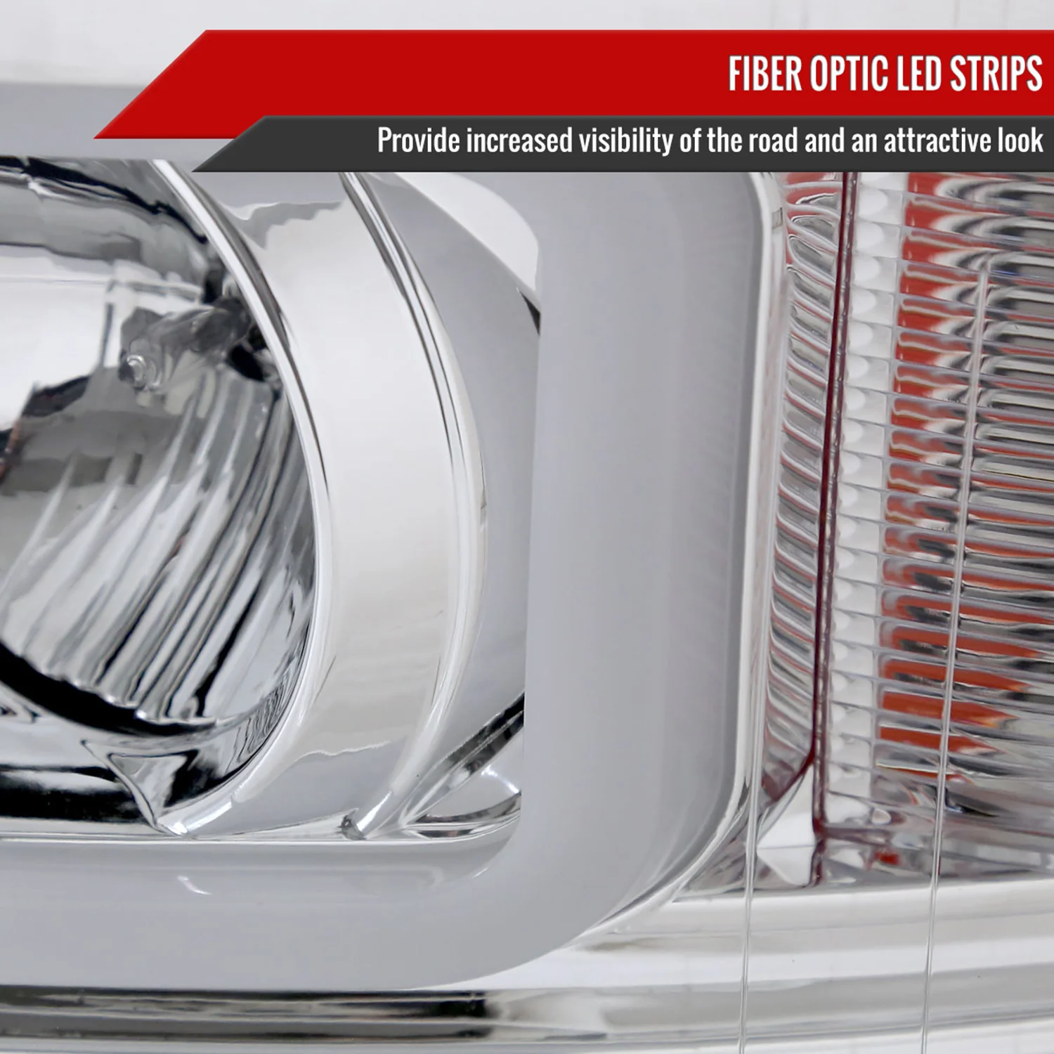 2007-2013 Chevy Silverado 1500 2500HD 3500HD Dual LED C-Bar Headlights Chrome - Image 5