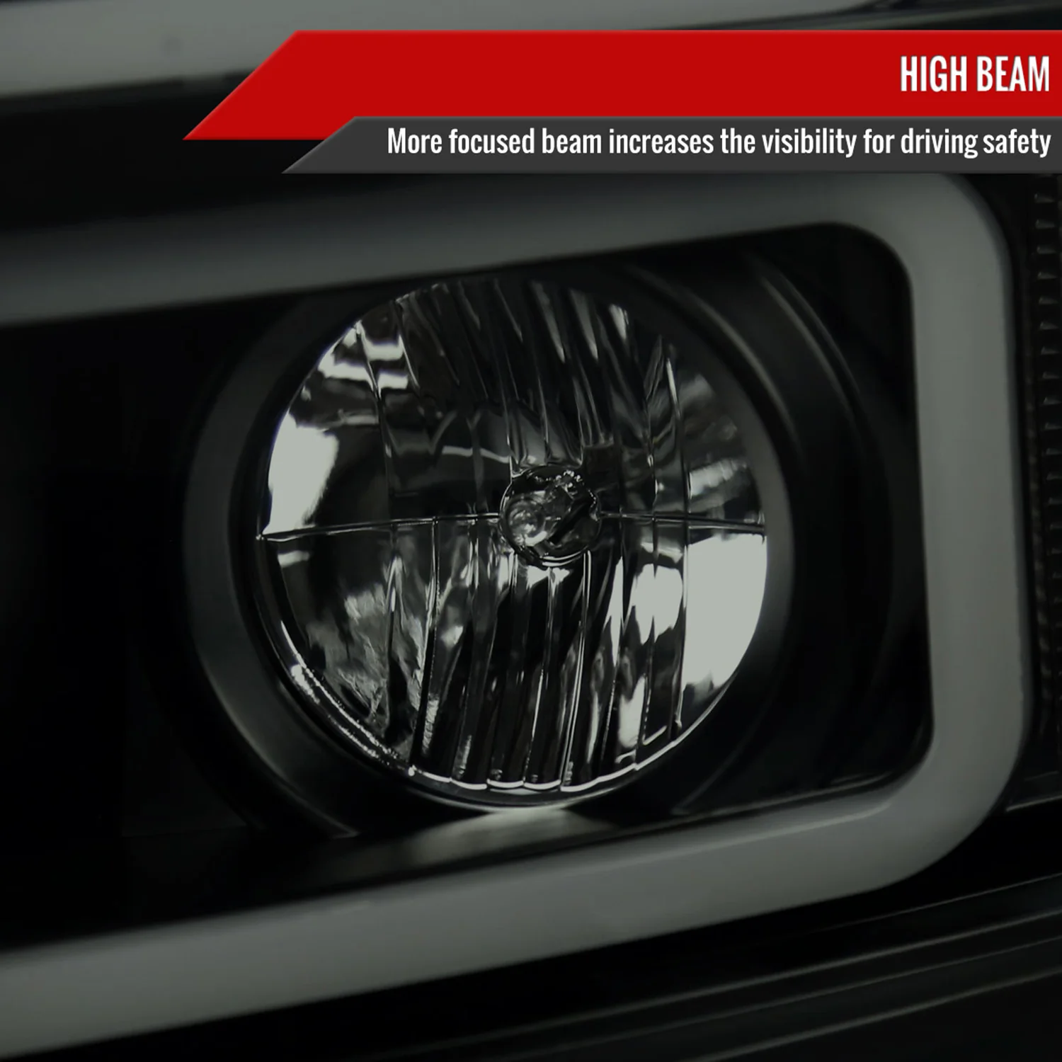 2007-2013 Chevy Silverado 1500 2500HD 3500HD LED C-Bar Headlights Black Smoke - Image 4