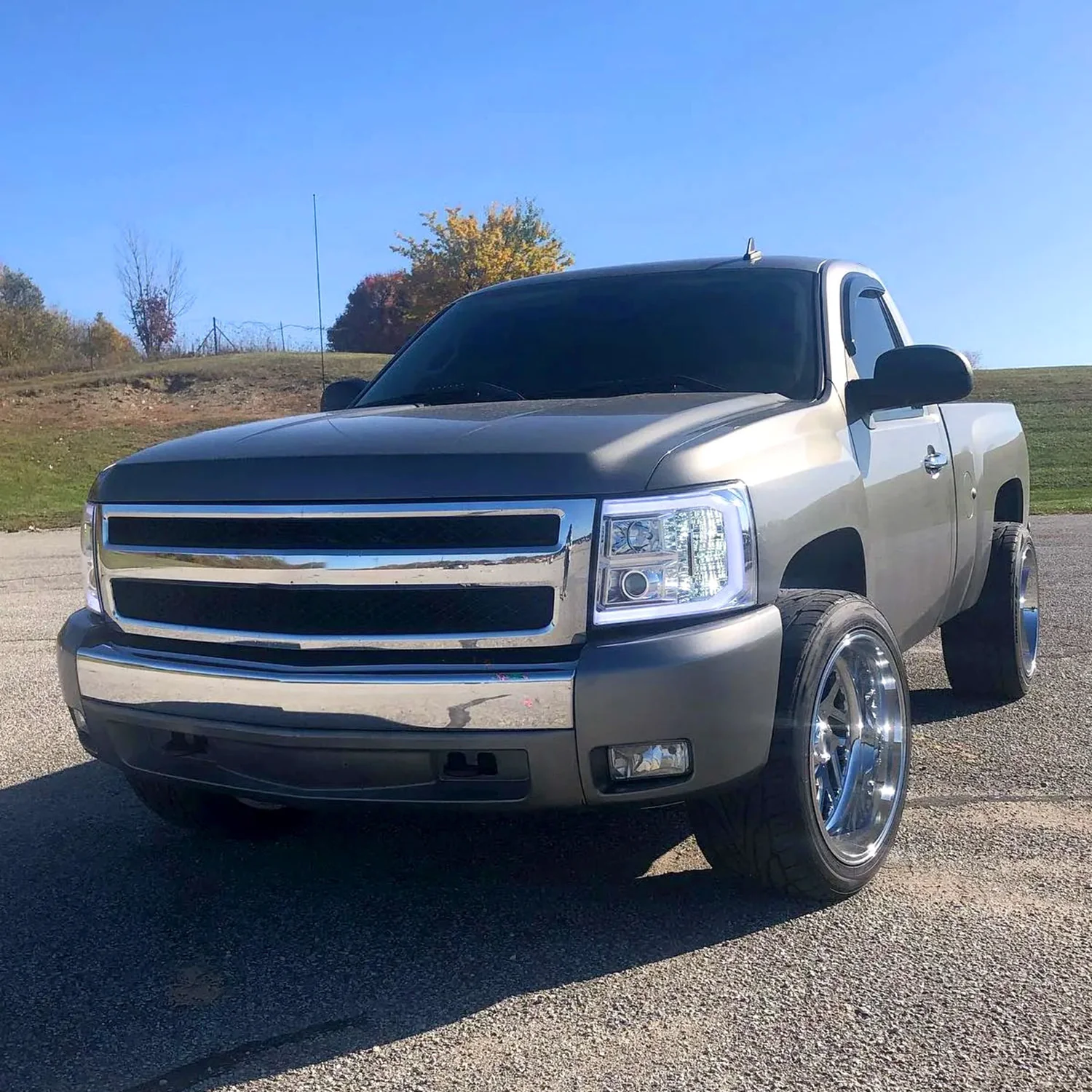 2007-2013 Chevy Silverado 1500/ 2500HD 3500HD LED C-Bar Headlights Chrome - Image 9