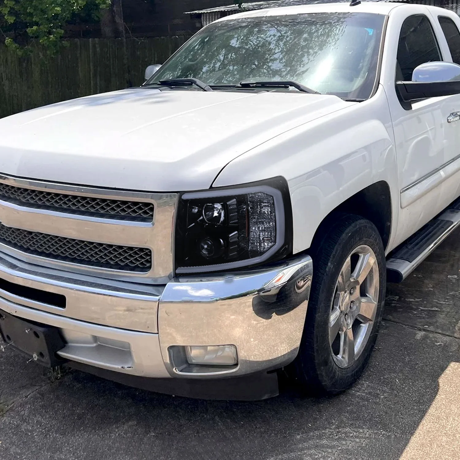 2007-2013 Chevy Silverado 1500/2500HD 3500HD LED C-Bar Headlights Glossy Black - Image 10