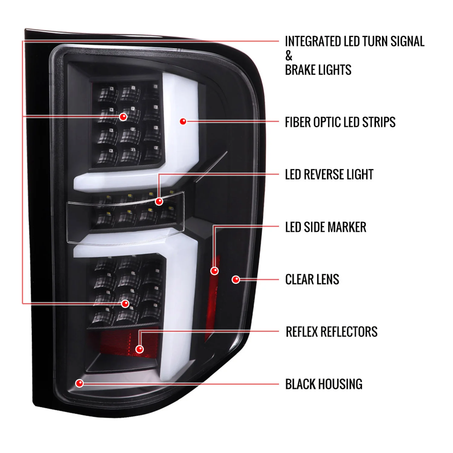 2007-2013 Chevy Silverado 1500 2500HD/3500HD LED Tail Lights White Bar Black - Image 8