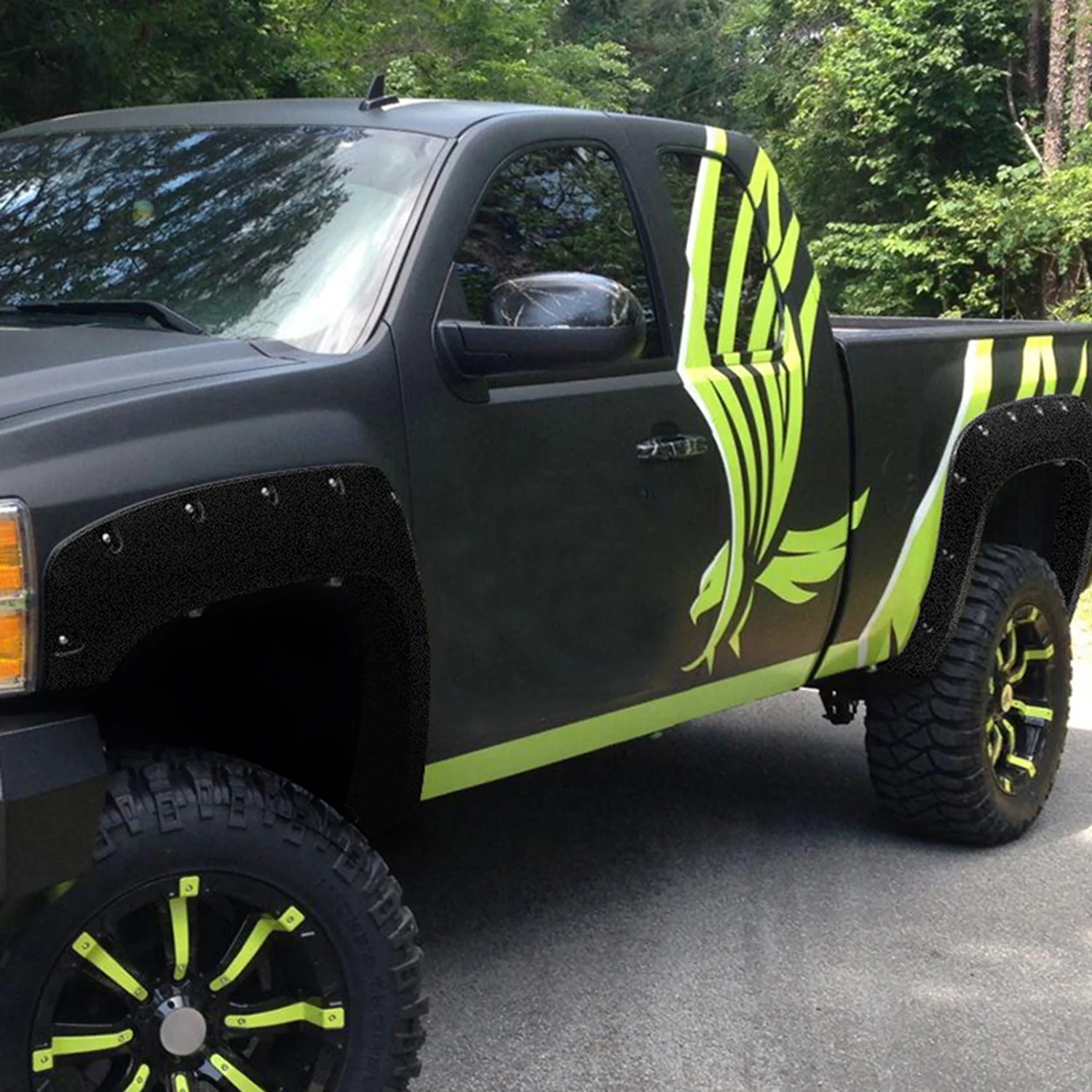 2007-2013 Chevy Silverado Black Rugged Texture Rivet Style Fender Flares - Image 10