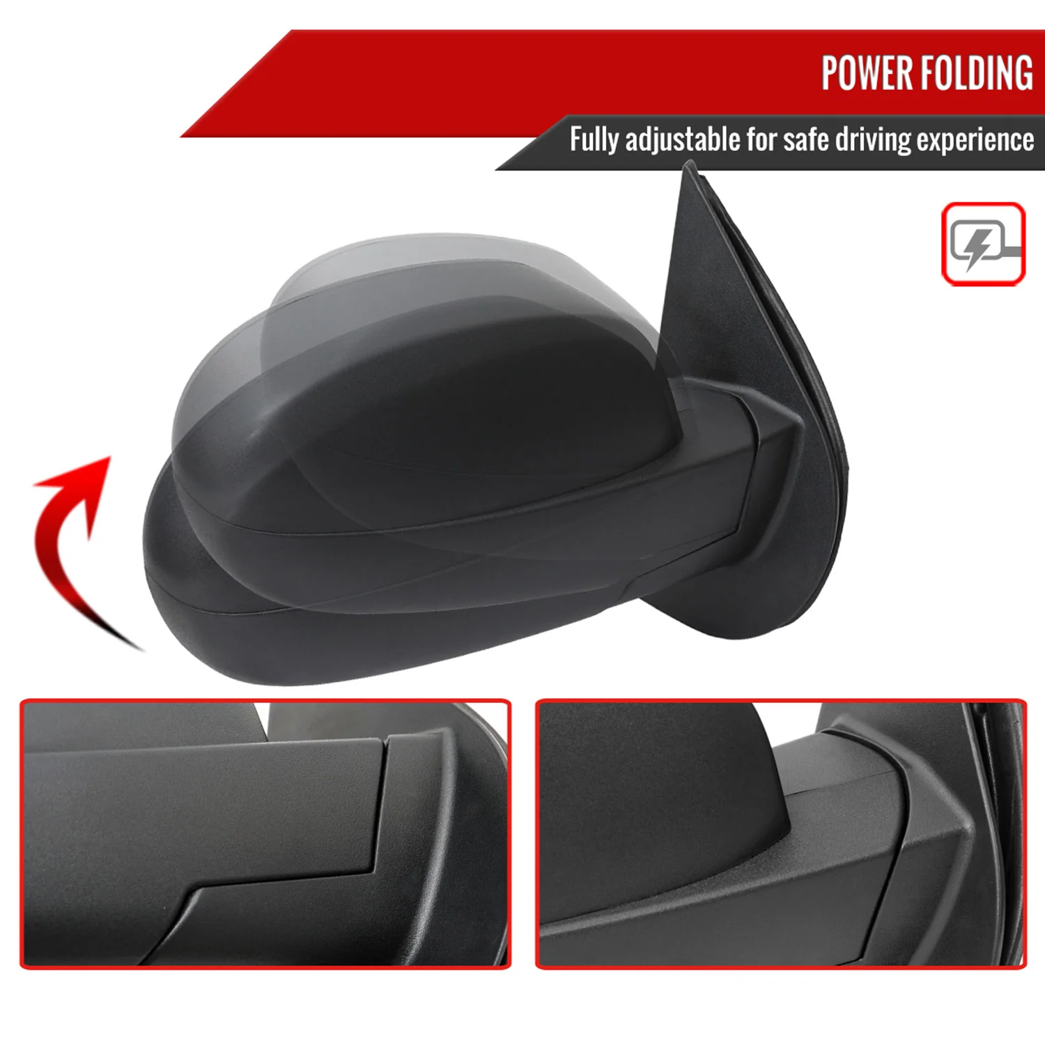 2007-2013 Chevy Silverado /Sierra Auto-Fold&Heated Side Mirror Passenger Black - Image 2