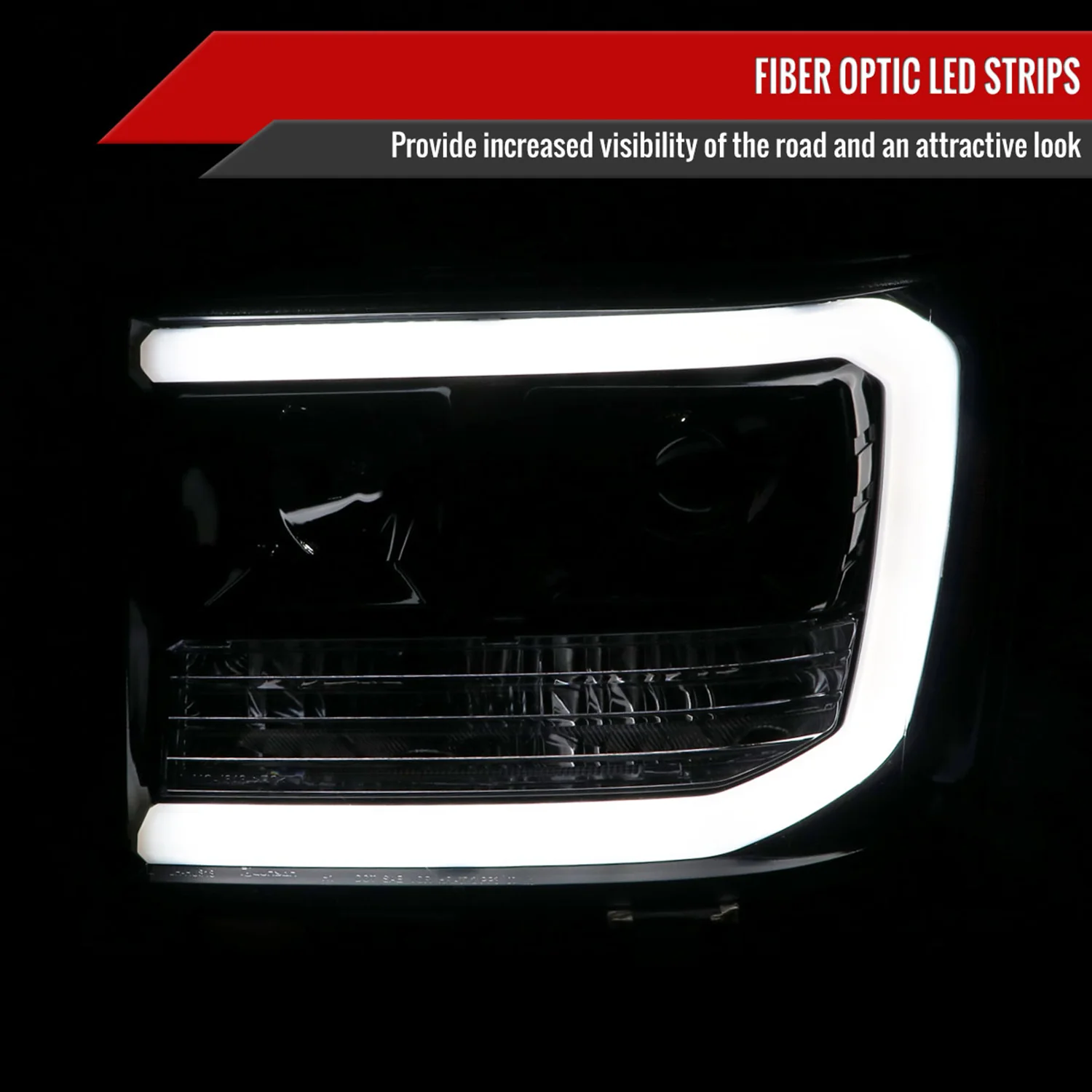 2007-2013 GMC Sierra 1500 1500HD 2500HD 3500HD LED C-Bar Headlights Smoke - Image 2