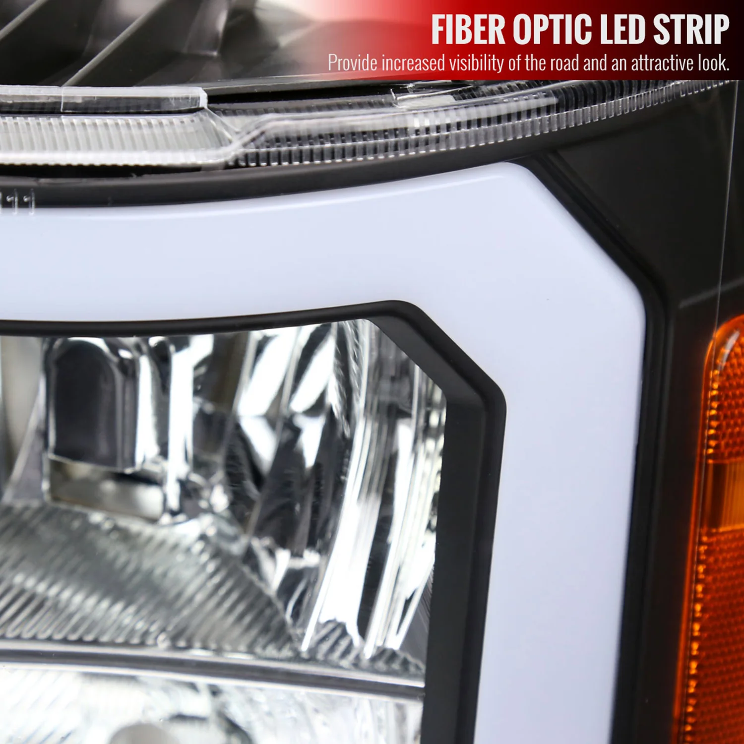 2007-2013 GMC Sierra 1500/2500/3500 LED Bar Factory Headlights Matt Black - Image 5