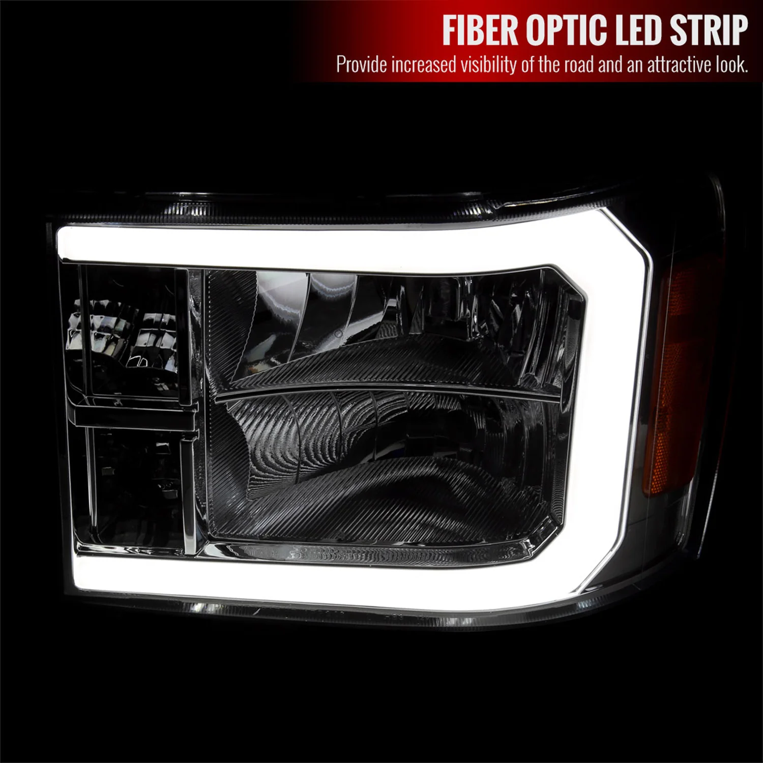 2007-2013 GMC Sierra 1500/ 2500HD 3500HD LED Bar Factory Headlights Chrome - Image 2