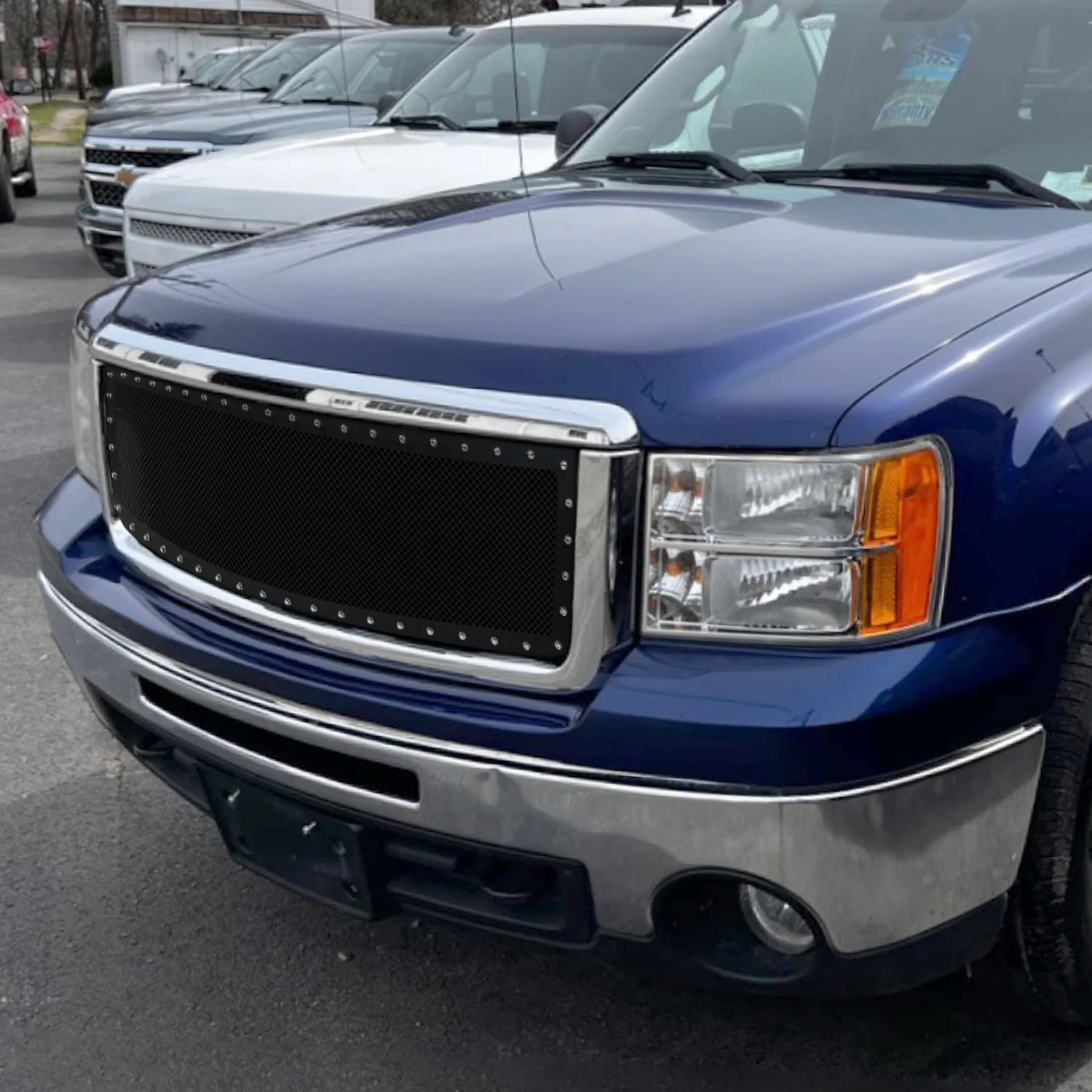 2007-2013 GMC Sierra 1500 NBS Rivet Style Black S.Steel Mesh Grille Insert - Image 10