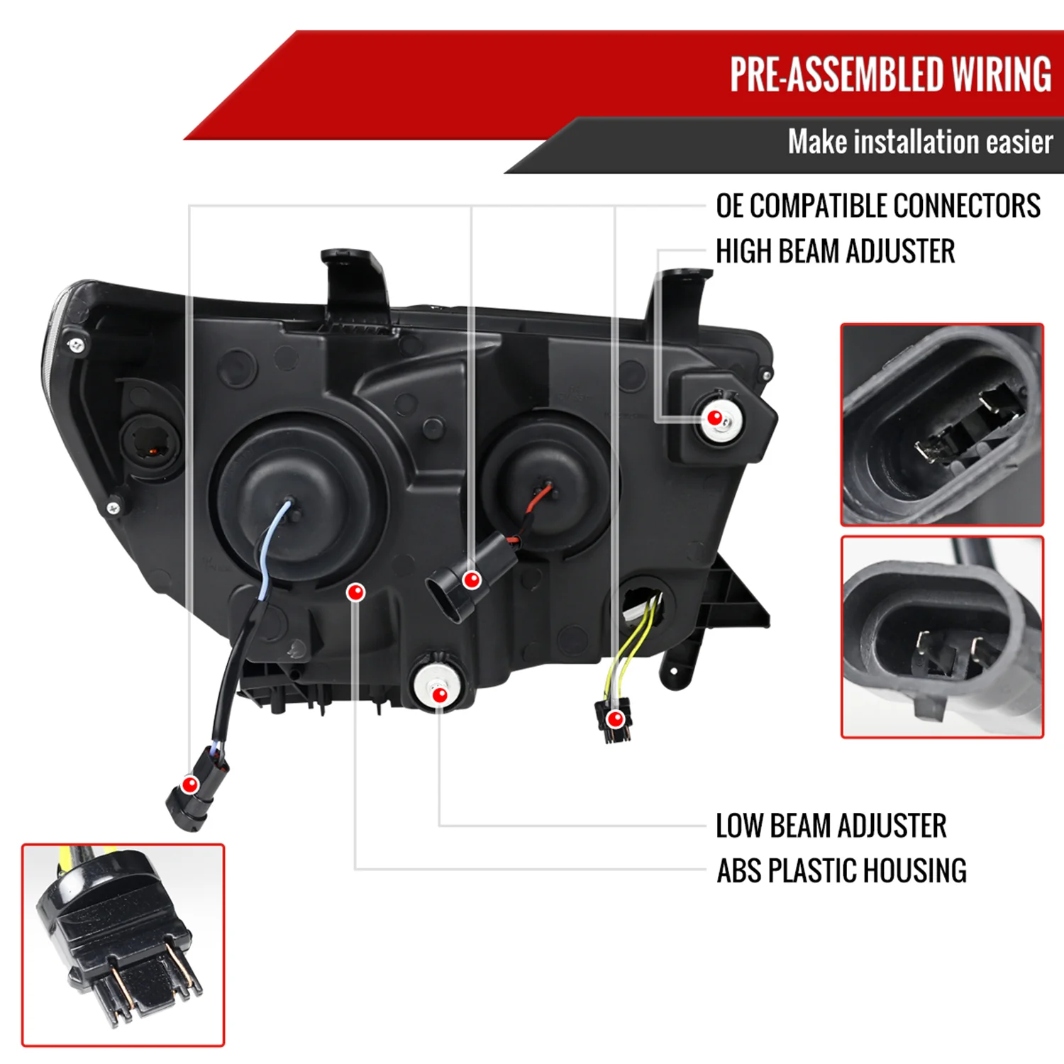 2007-2013 Toyota Tundra/ 08-2017 Sequoia LED CBar Projector Headlights Black - Image 7