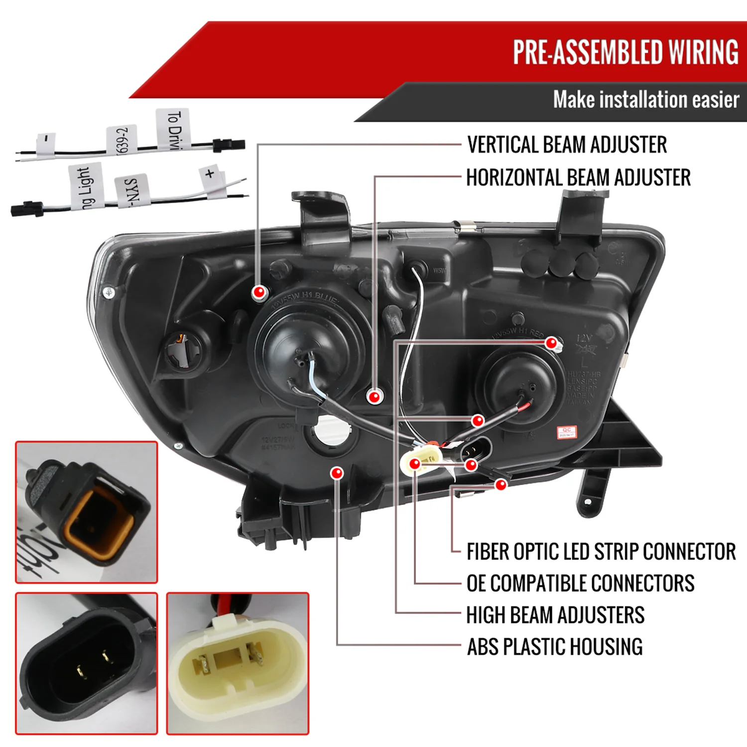 2007-2013 Toyota Tundra/ 2008-2017 Sequoia LED C-Bar Projector Headlights Chrome - Image 7