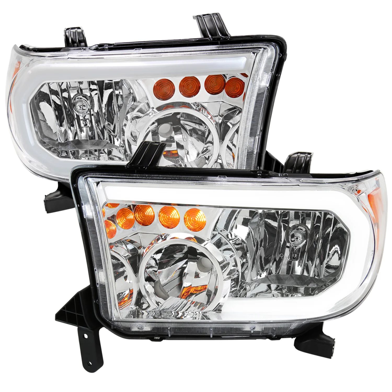 2007-2013 Toyota Tundra/2008-2017 Sequoia LED Tube Factory Headlights Chrome