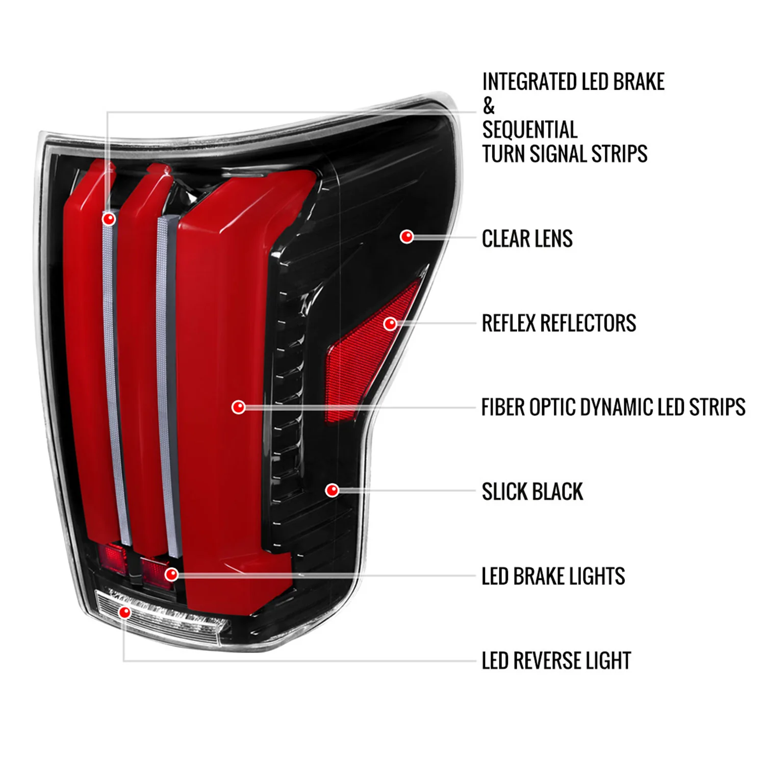 2007-2013 Toyota Tundra Sequential Red LED Bar Tail Lights Glossy Black/Clear - Image 8