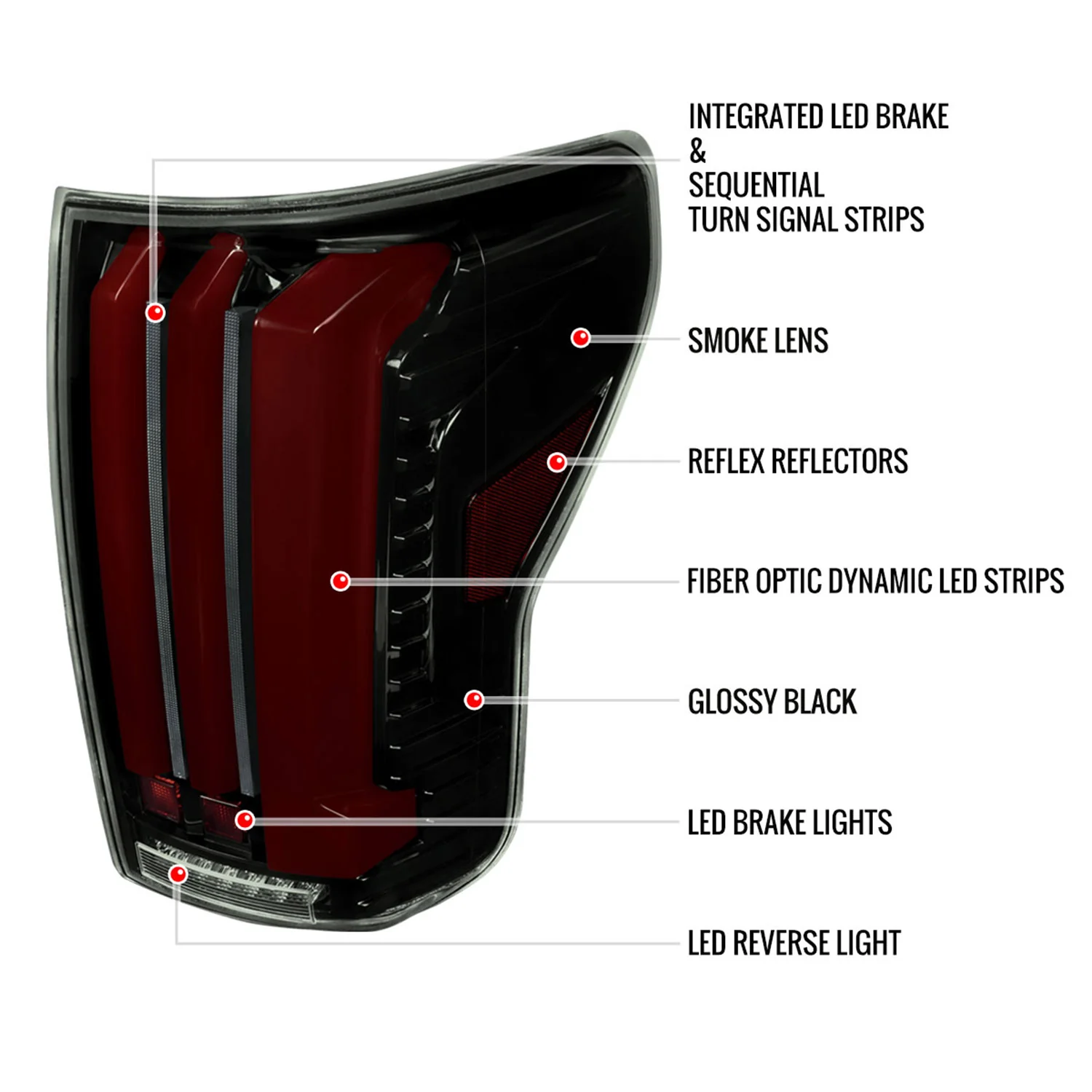 2007-2013 Toyota Tundra Sequential Red LED Bar Tail Lights Glossy Black/Smoke - Image 8