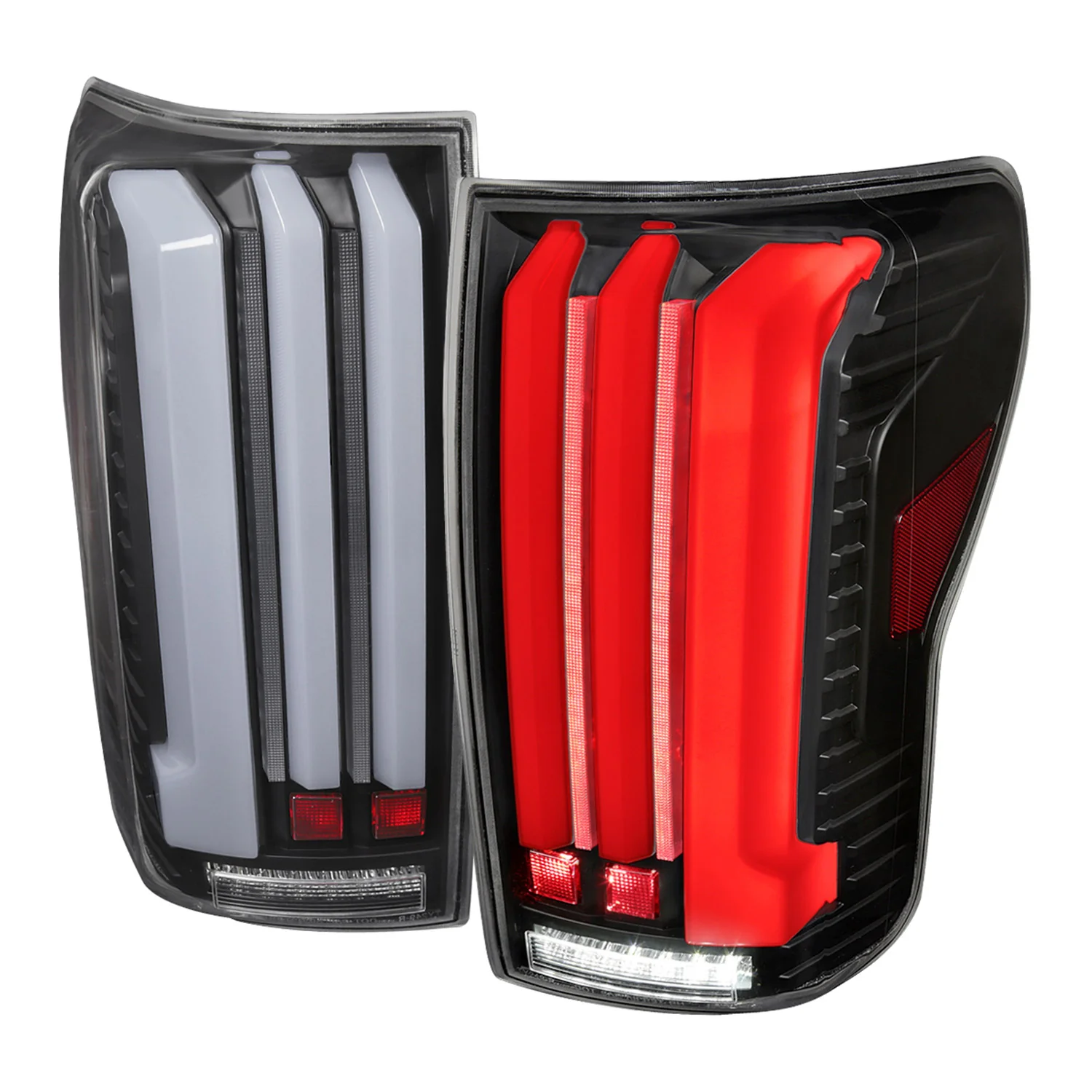 2007-2013 Toyota Tundra Sequential White LED Bar Tail Lights Matte Black/Clear